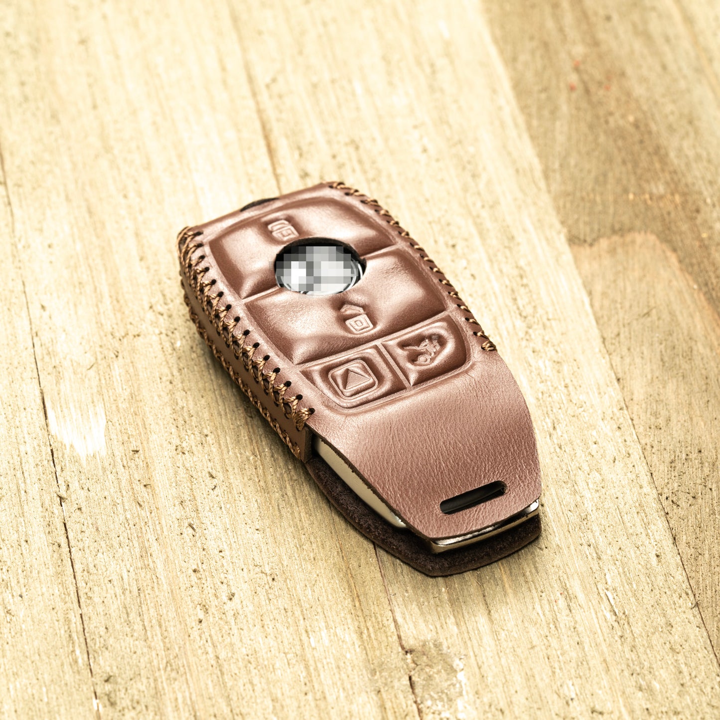 Vitodeco Superior Leather Key Fob Case Compatible for Mercedes-Benz A, C, E, S, Cla, Cls, Gla, Glb, Glc, Gle, Gls, G Class 2017-2024, 4-Button