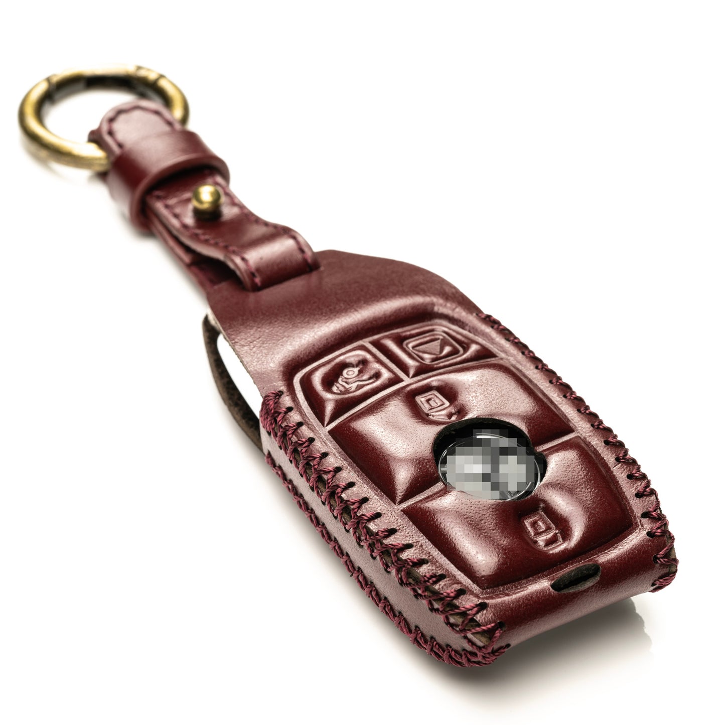 Vitodeco Superior Leather Key Fob Case Compatible for Mercedes-Benz A, C, E, S, Cla, Cls, Gla, Glb, Glc, Gle, Gls, G Class 2017-2024, 4-Button