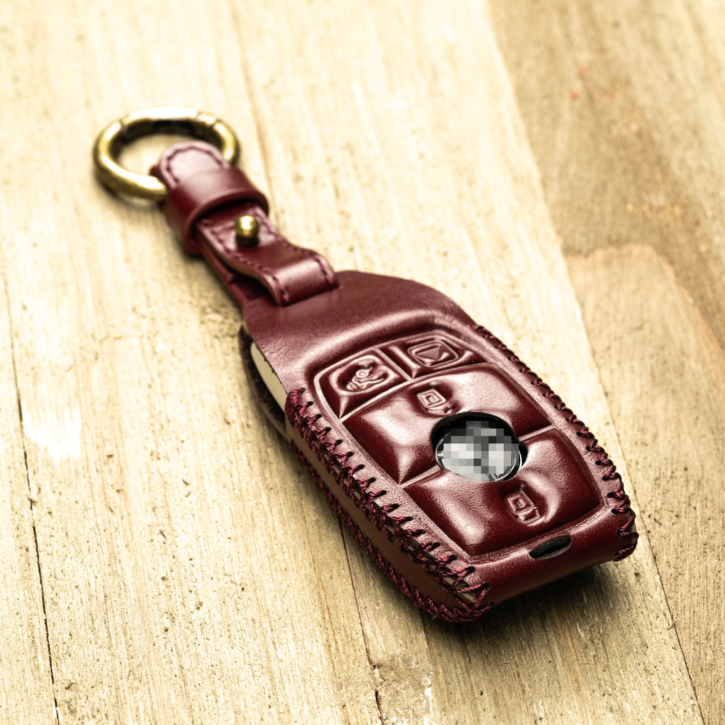 Vitodeco Superior Leather Key Fob Case Compatible for Mercedes-Benz A, C, E, S, Cla, Cls, Gla, Glb, Glc, Gle, Gls, G Class 2017-2024, 4-Button