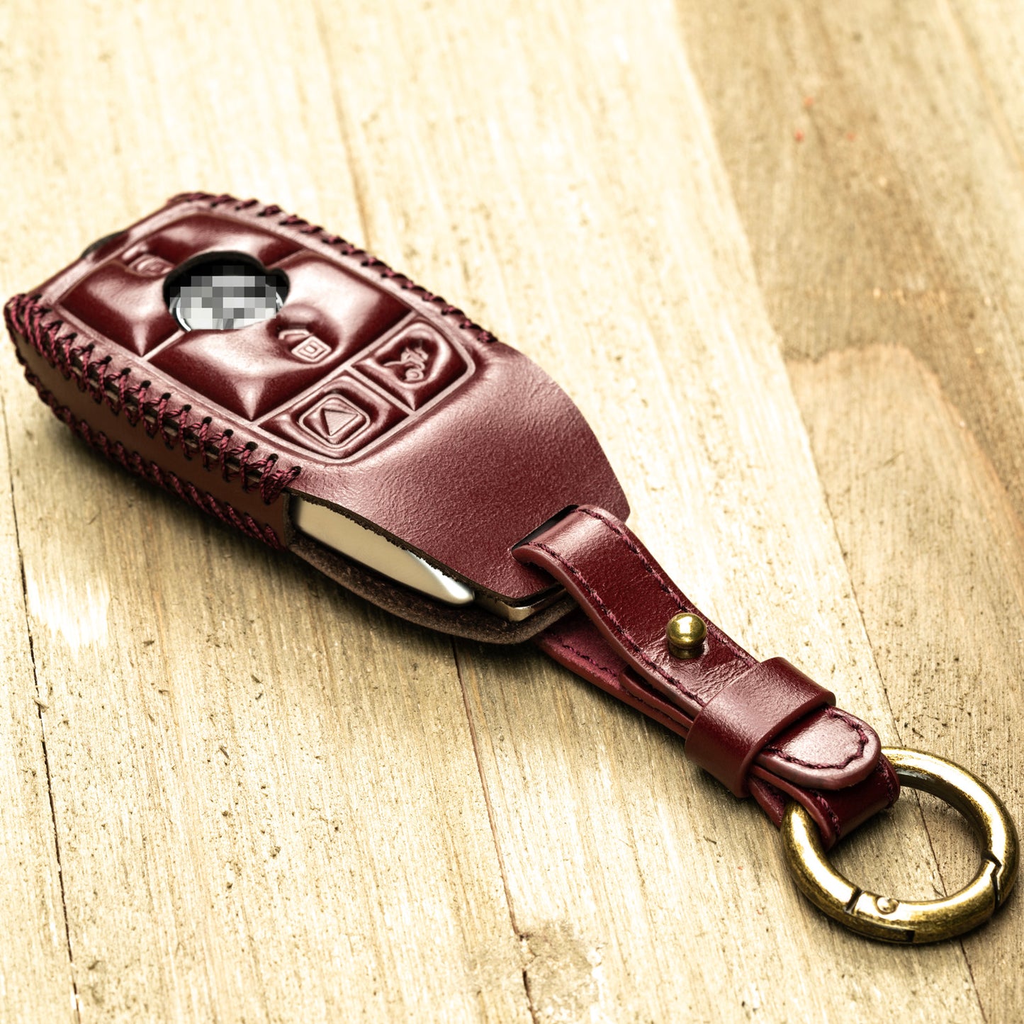 Vitodeco Superior Leather Key Fob Case Compatible for Mercedes-Benz A, C, E, S, Cla, Cls, Gla, Glb, Glc, Gle, Gls, G Class 2017-2024, 4-Button