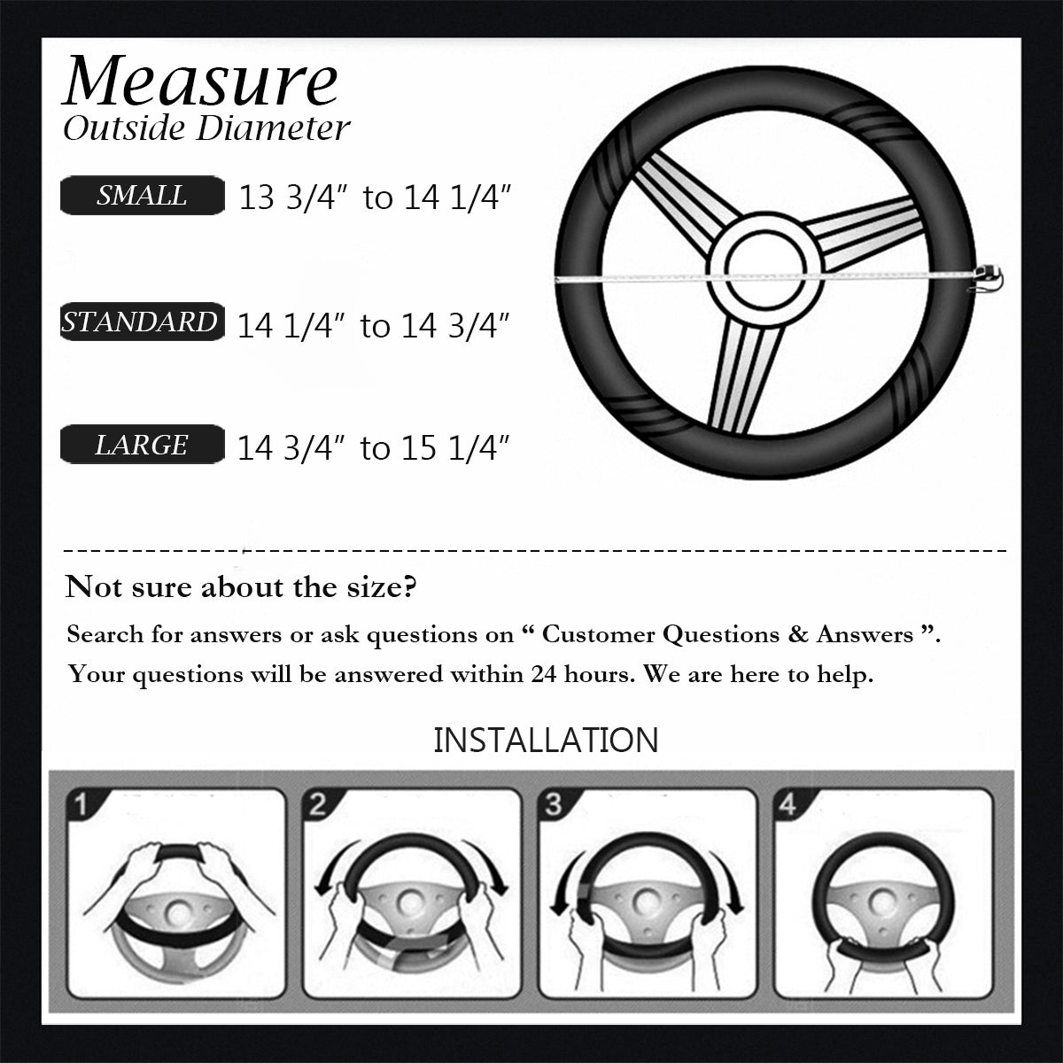 Vitodeco Odorless Luxury Genuine Leather Steering Wheel Cover, Dragon Scales Design, Excellent Grip, Nontoxic, Large Size 15" (Gray)