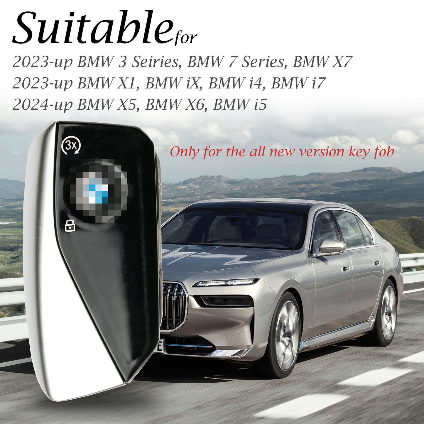 Vitodeco Superior Leather Key Fob Case Compatible for BMW X5, BMW X6, BMW i5 2024-up, BMW X7, BMW X1, BMW 3 Series, BMW 7 Series, BMW iX, BMW i4, BMW i7 2023-up