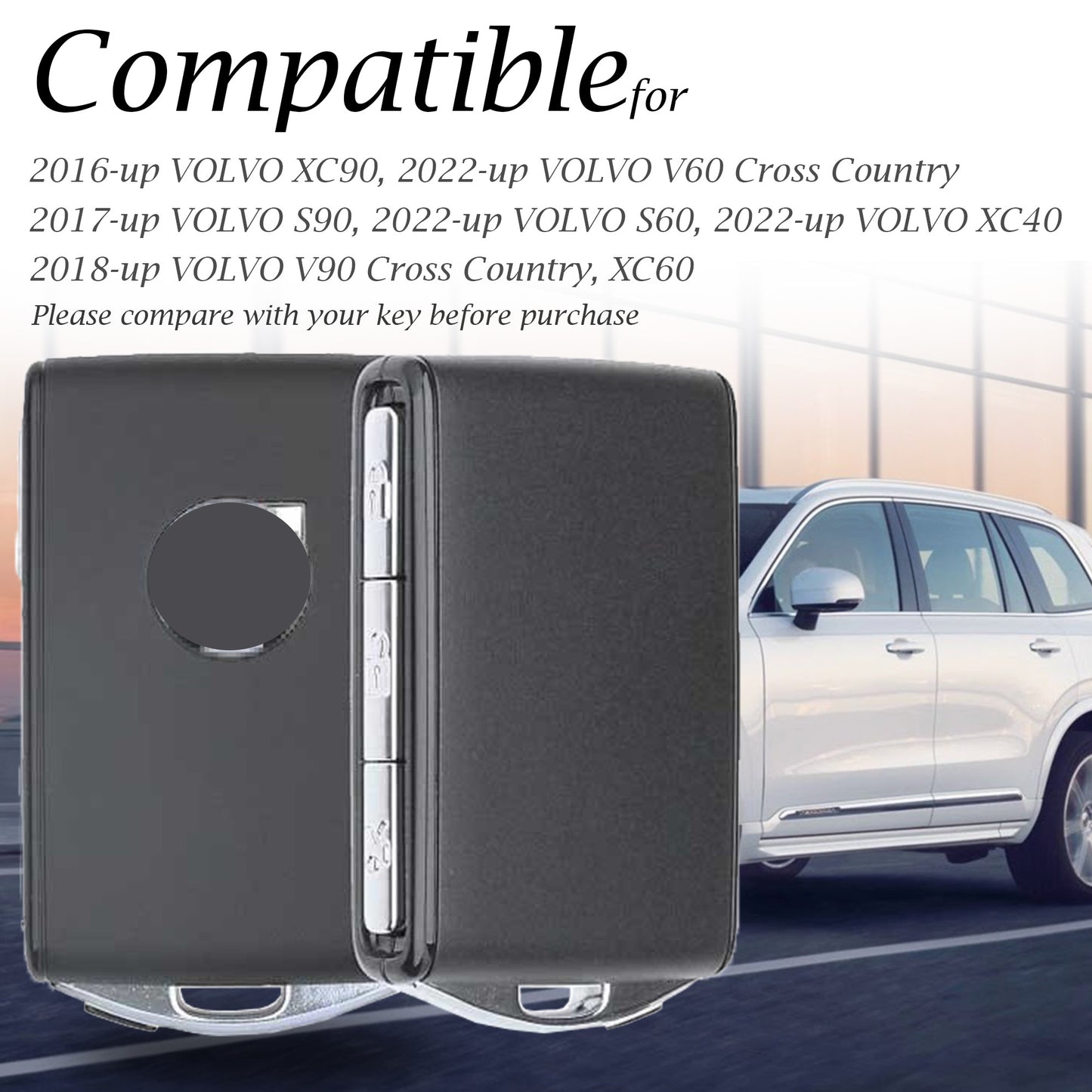 Vitodeco Leather Key Vitodeco Genuine Leather Smart Key Fob Case Compatible with Volvo XC40, XC60, XC90, S90, S60, V60, V90, EX30, EX40, EX90 2019-2026, 4-Button