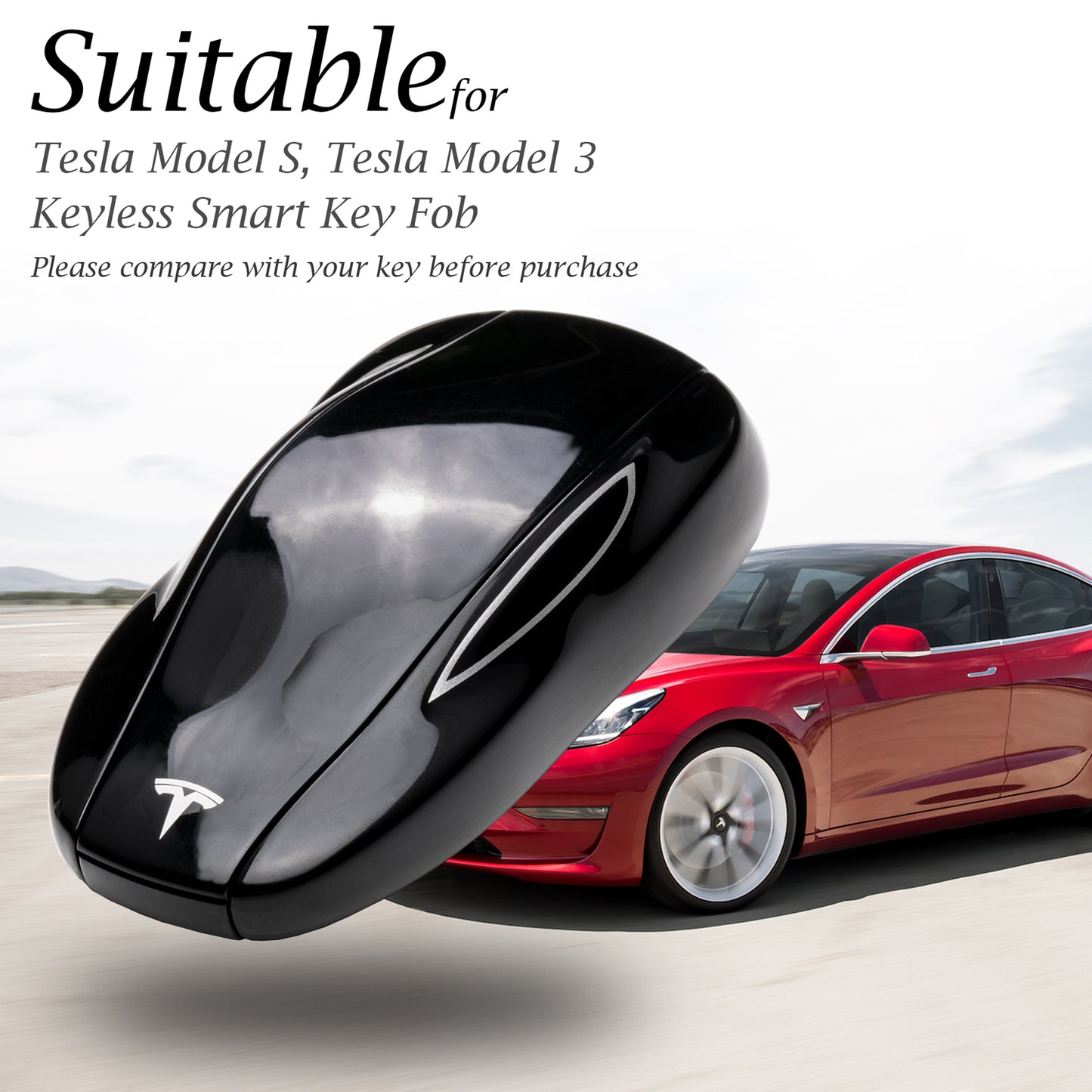 Vitodeco Leather Key Fob Case Compatible for Tesla Model S, Model 3, Model Y