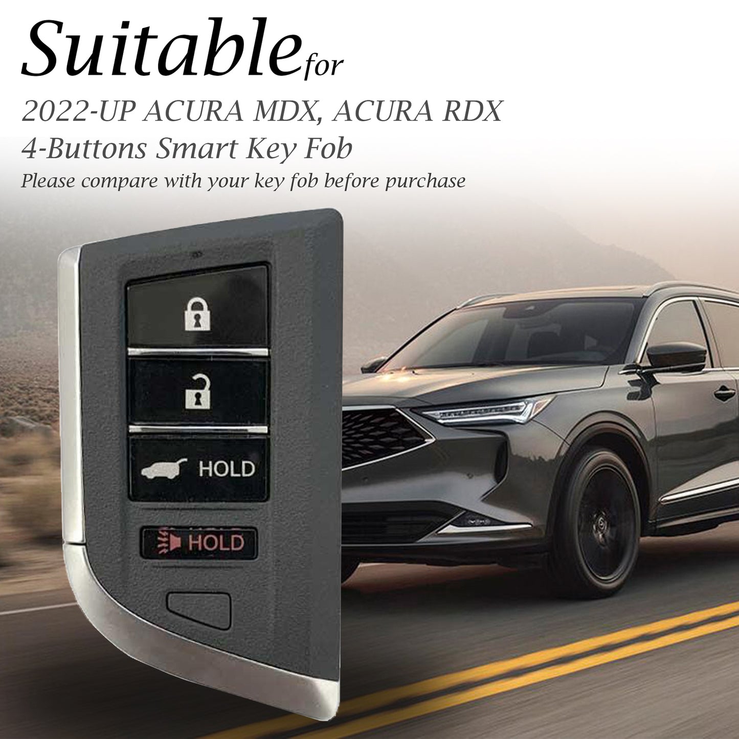 Vitodeco Leather Key Fob Case Compatible for Acura MDX, Acura RDX 2022-2025, Acura Integra 2023-2025, 4-Button