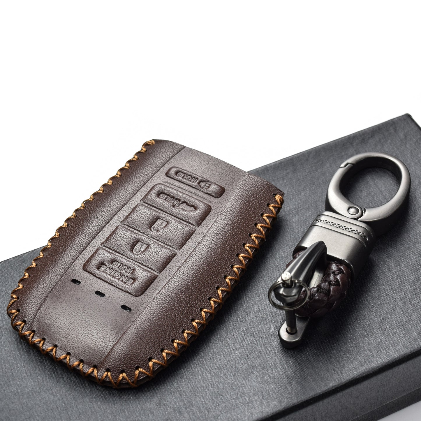 Vitodeco Leather Key Fob Case Compatible for Acura RDX, MDX, ILX, TLX 2016-2021, 5-Button