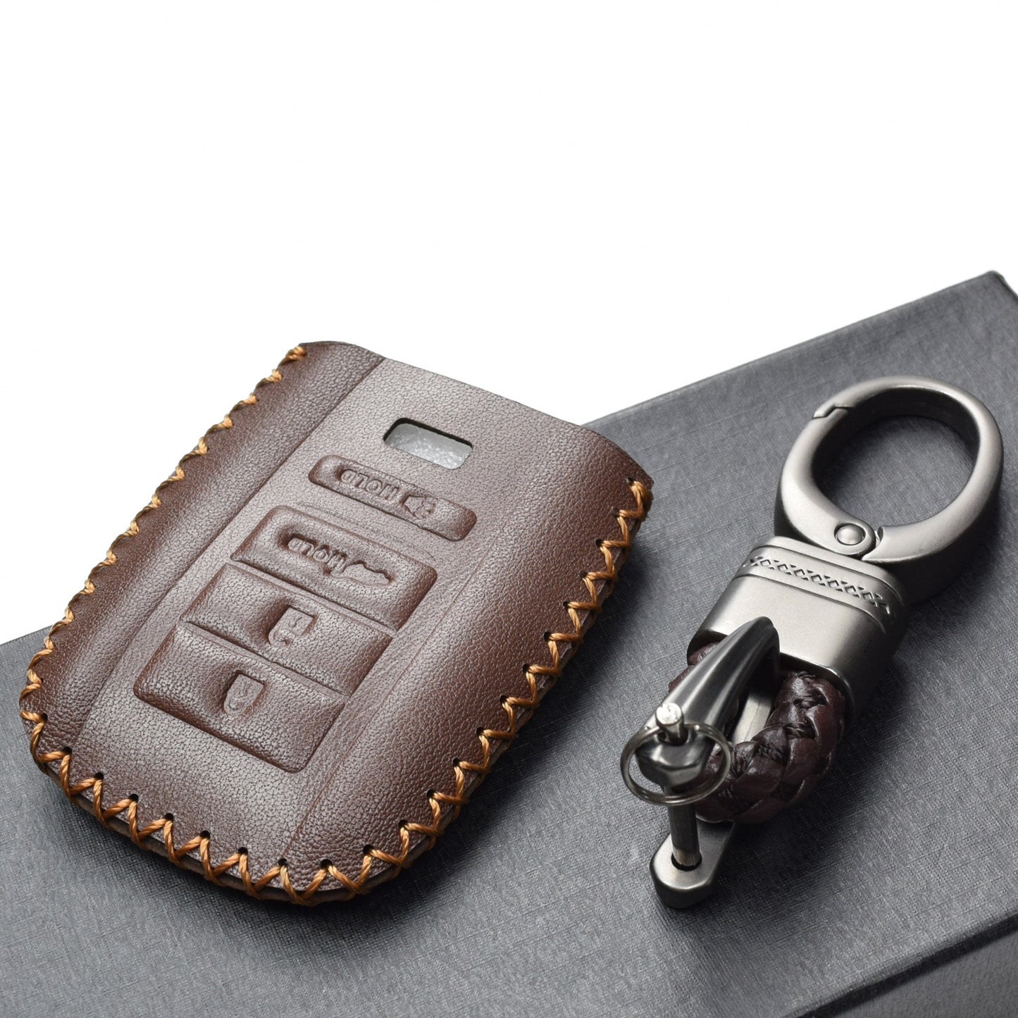 Vitodeco Leather Key Fob Case Compatible for Acura RDX, MDX, ILX, TLX 2016-2020, 4-Button