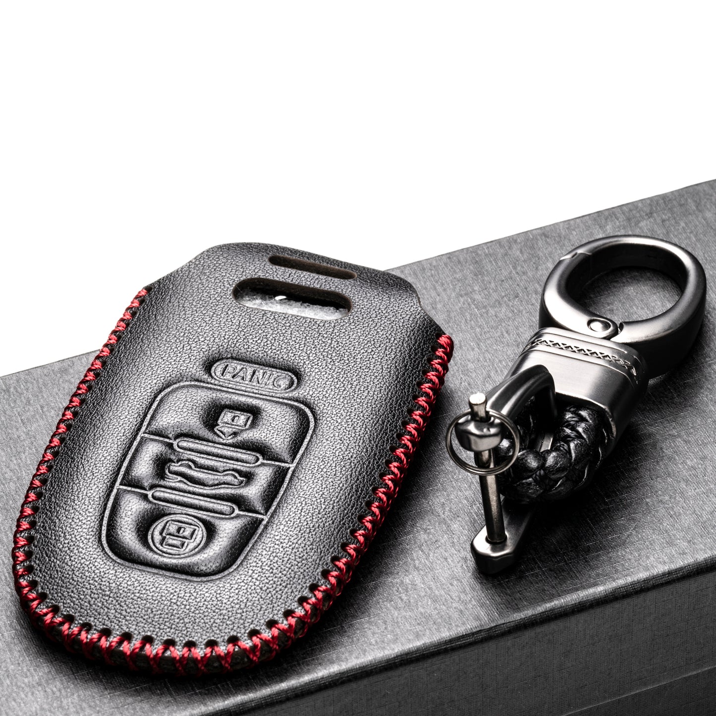 Vitodeco Leather Key Fob Case Compatible for Audi A3, A4, A5, A6, A7, S5, S7, Q5, RS, 4-Button