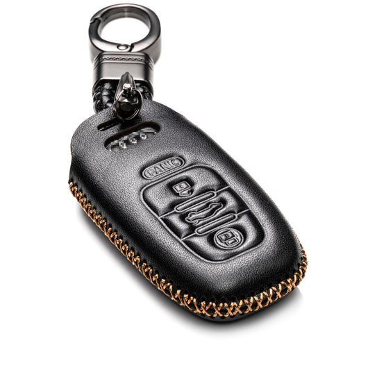 Vitodeco Leather Key Fob Case Compatible for Audi A3, A4, A5, A6, A7, S5, S7, Q5, RS, 4-Button