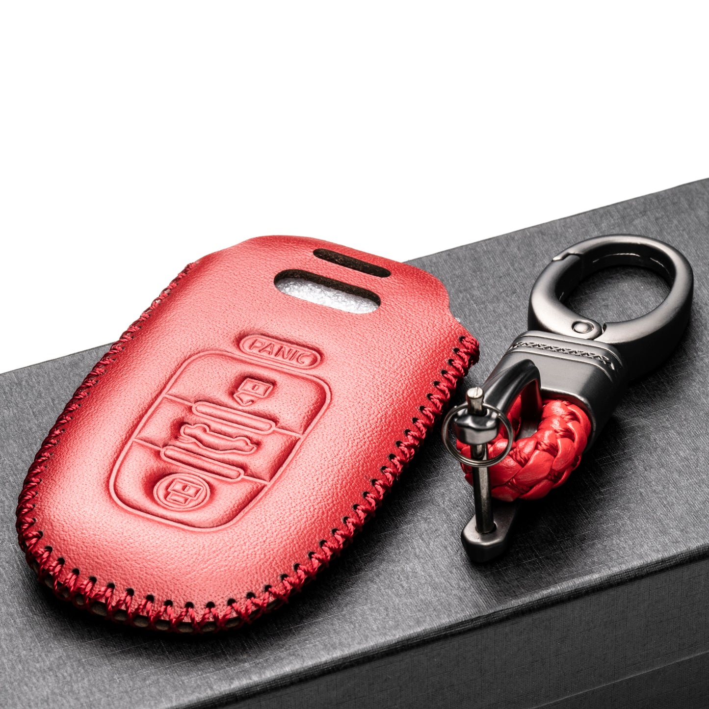 Vitodeco Leather Key Fob Case Compatible for Audi A3, A4, A5, A6, A7, S5, S7, Q5, RS, 4-Button