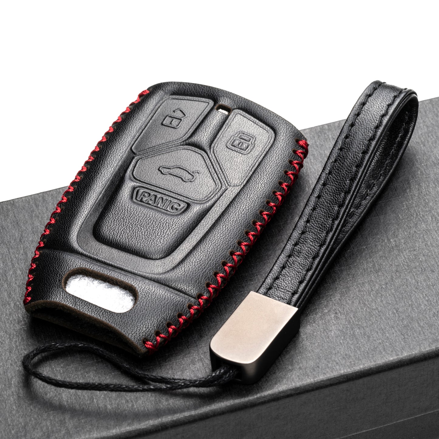 Vitodeco Leather Key Fob Case Compatible for Audi A4, A5, Q7, S4, S5, SQ5, TT 2017-2022, 4-Button