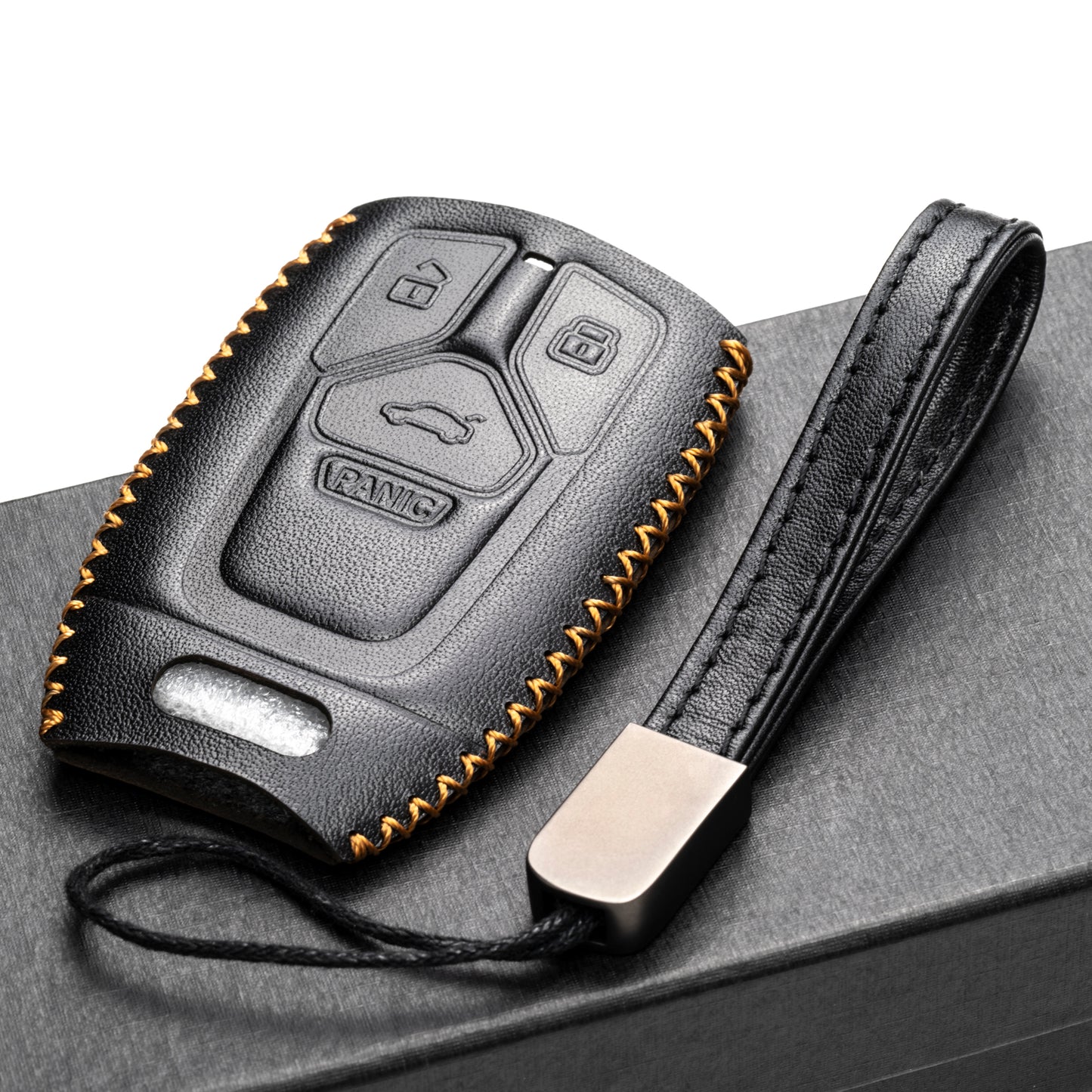 Vitodeco Leather Key Fob Case Compatible for Audi A4, A5, Q7, S4, S5, SQ5, TT 2017-2022, 4-Button