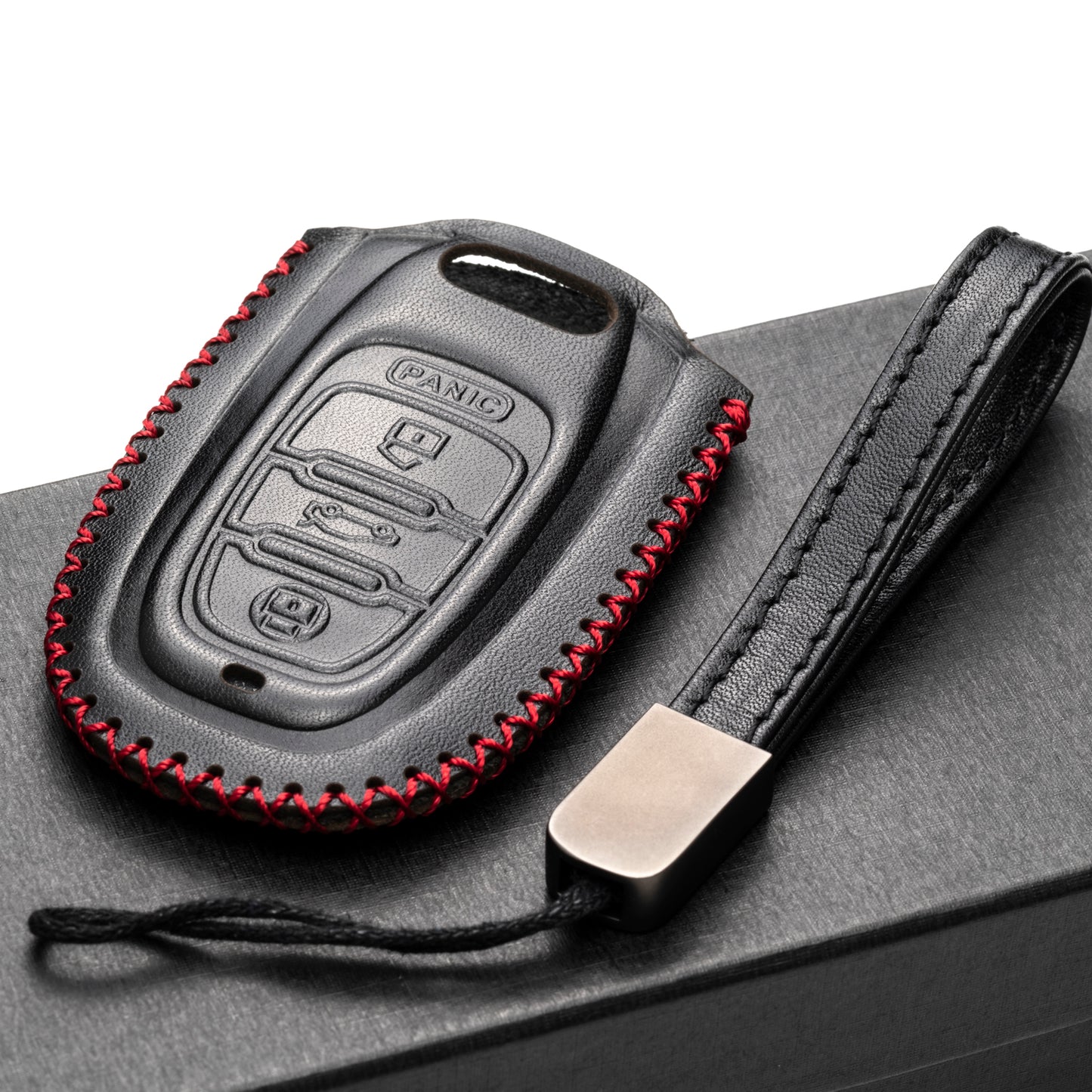 Vitodeco Leather Key Fob Case Compatible for Audi A3, A4, A5, A6, A7, S5, S7, Q5, RS, 3-Button