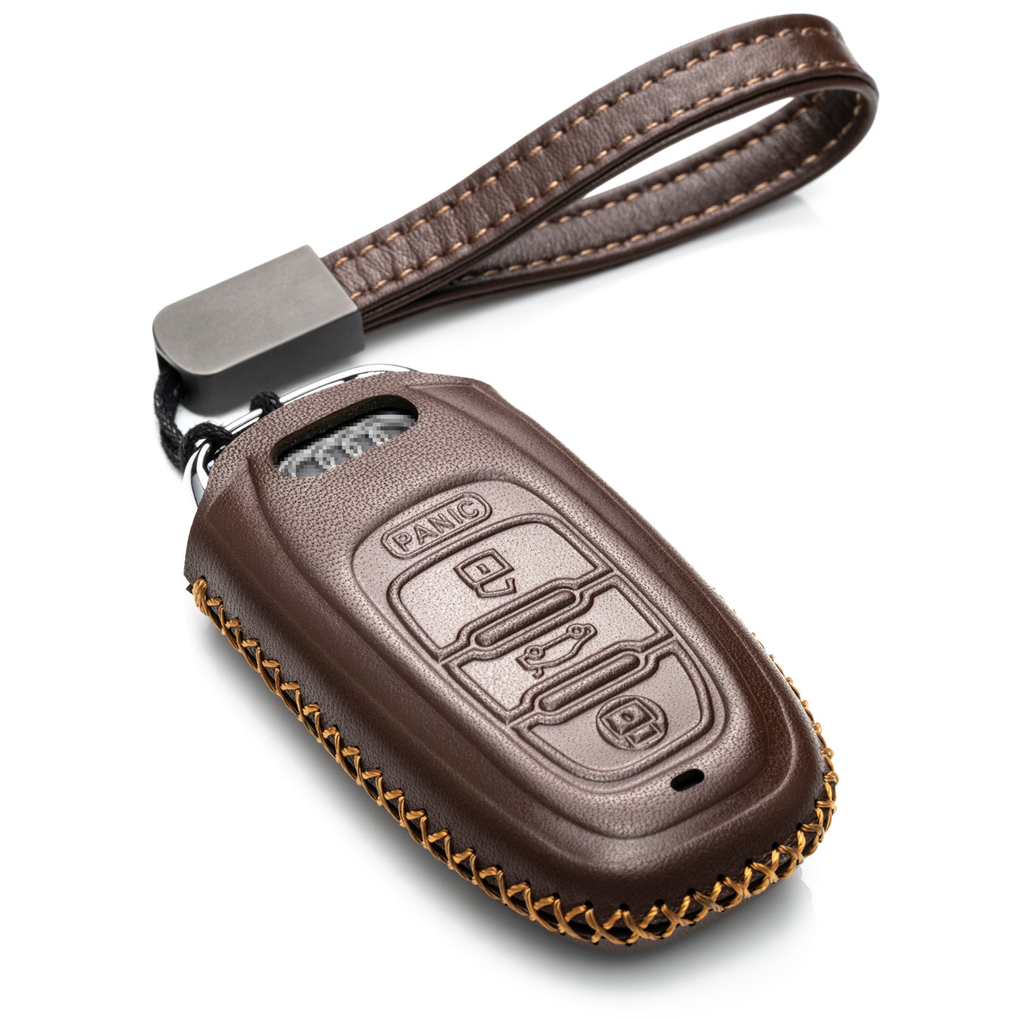 Vitodeco Leather Key Fob Case Compatible for Audi A3, A4, A5, A6, A7, S5, S7, Q5, RS, 3-Button