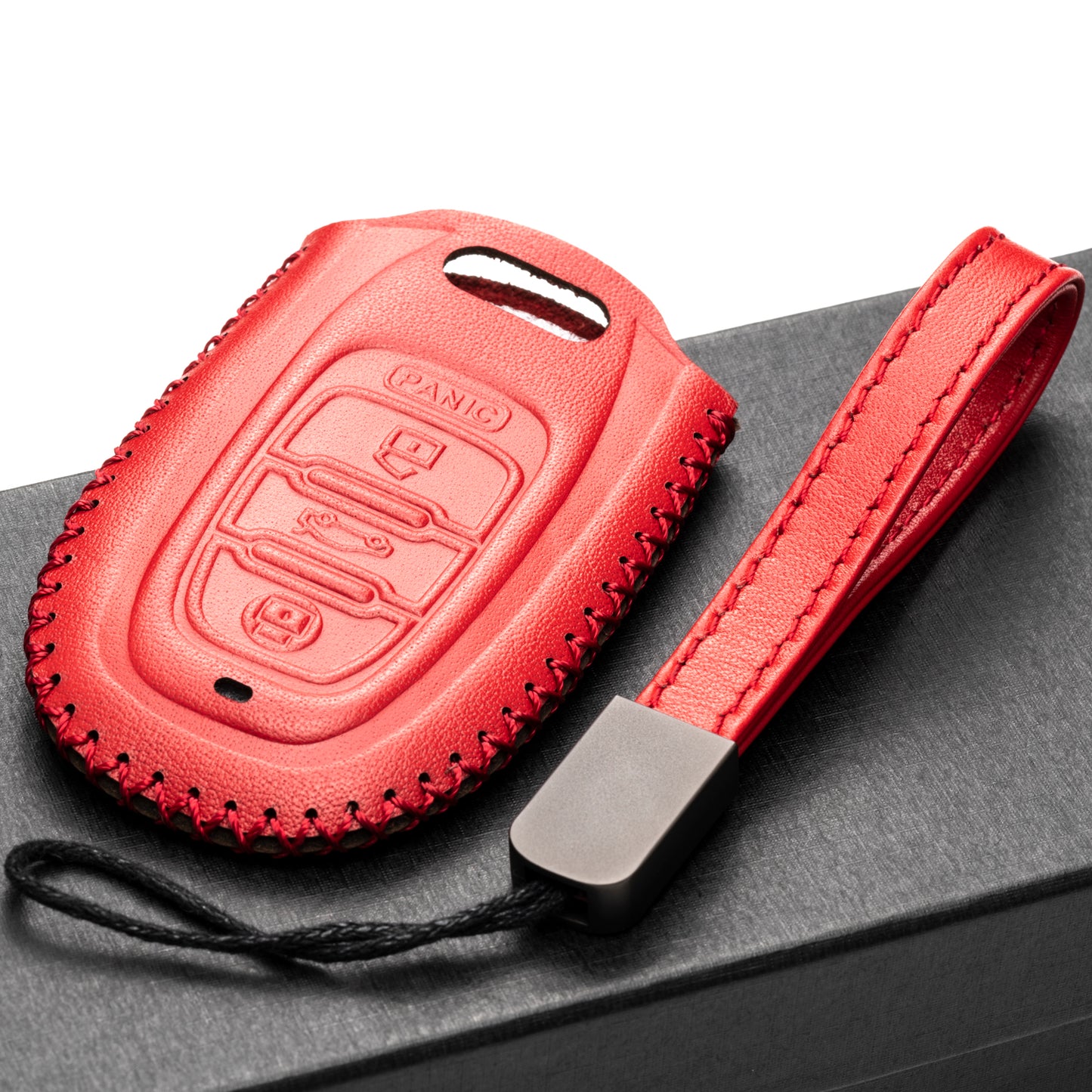 Vitodeco Leather Key Fob Case Compatible for Audi A3, A4, A5, A6, A7, S5, S7, Q5, RS, 3-Button