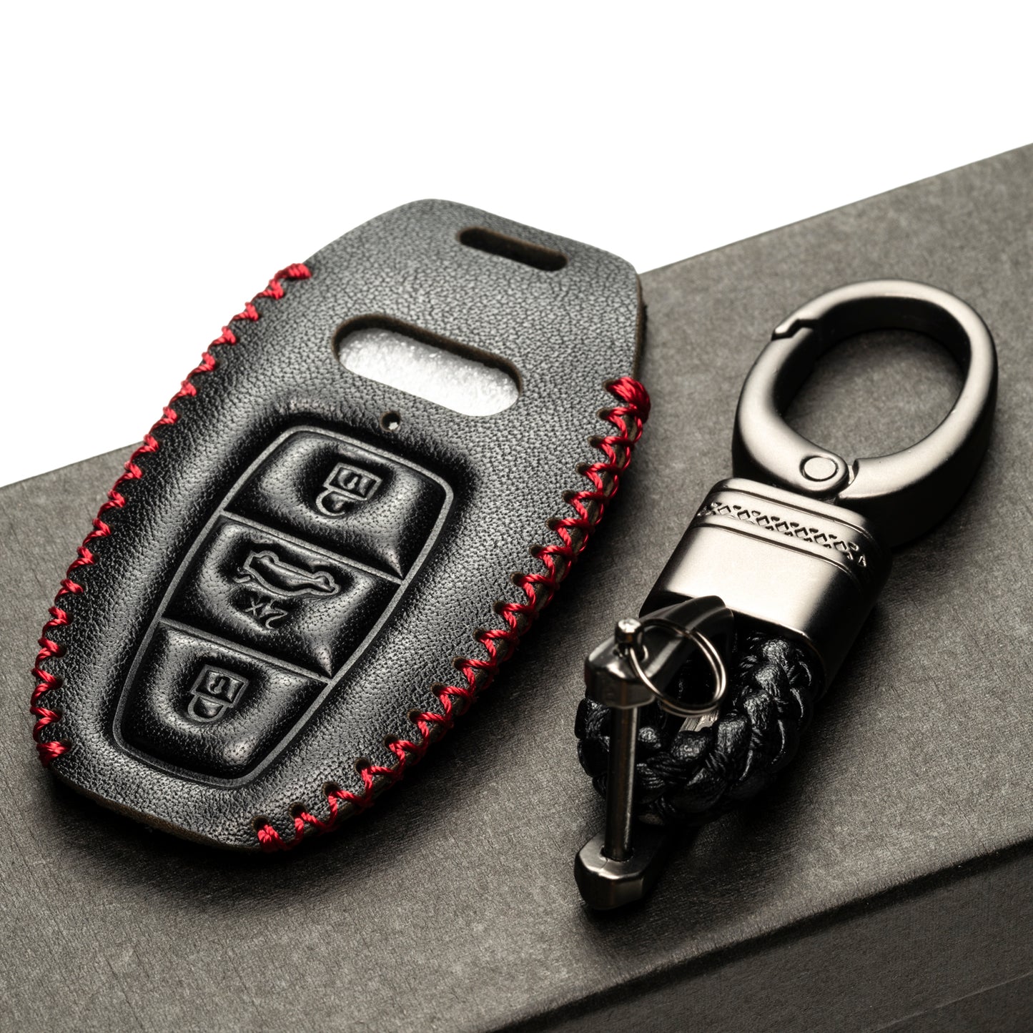 Vitodeco 4-Button Leather Smart Key Fob Case Compatible with Audi Q7, Q8, SQ7, SQ8, A7, A8, A5, A6, S7, S5, S6, S8 2019-2024