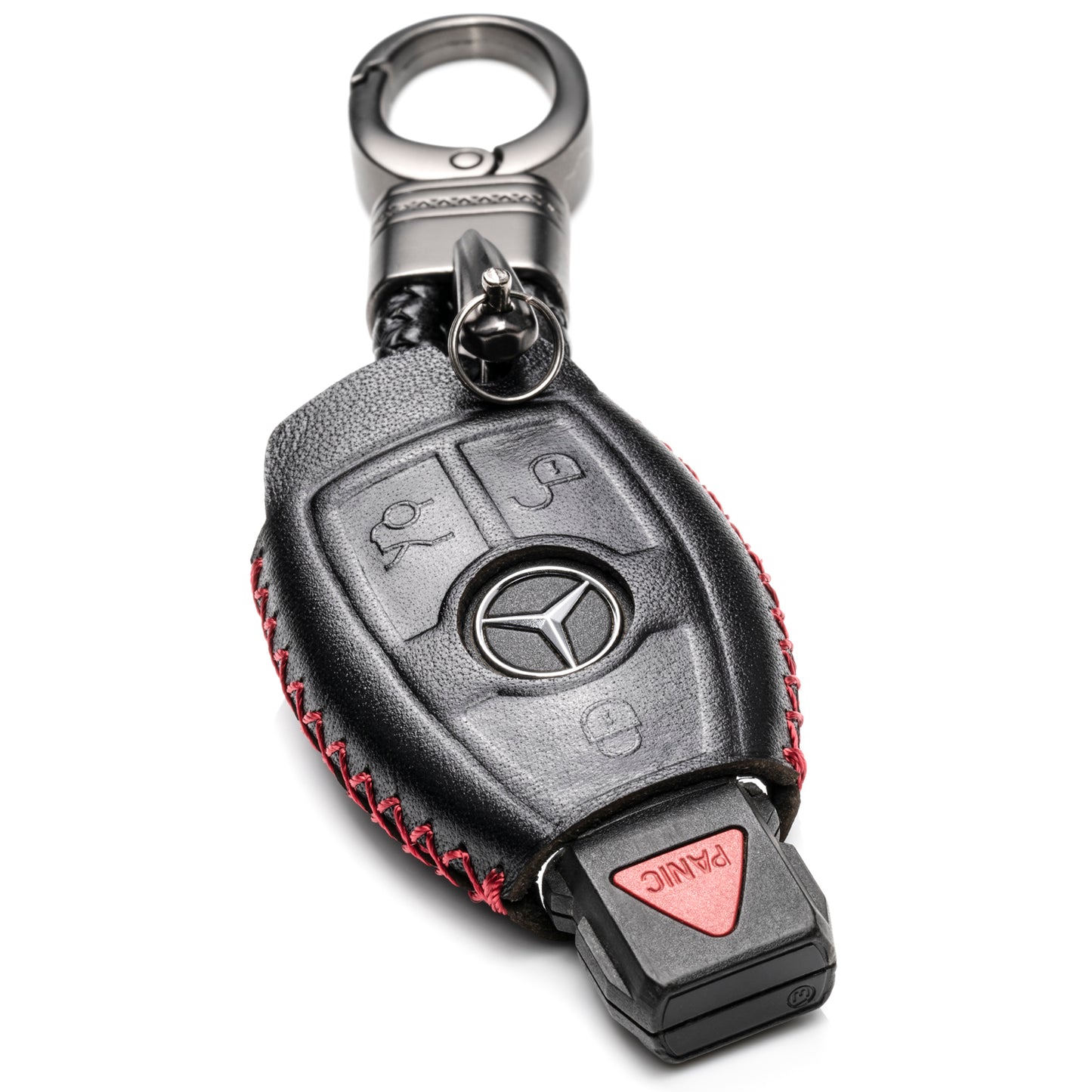 Vitodeco Leather Key Fob Case Compatible for Mercedes-Benz C E S M CLS CLK GLK GL Class, 4-Button