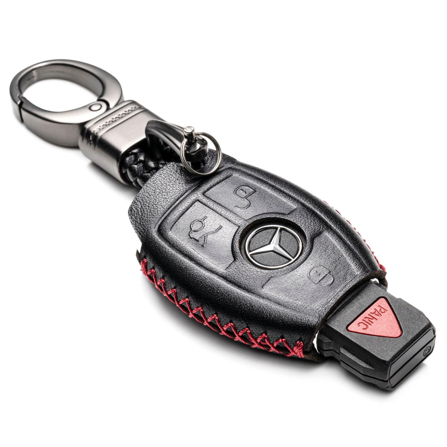 Vitodeco Leather Key Fob Case Compatible for Mercedes-Benz C E S M CLS CLK GLK GL Class, 4-Button