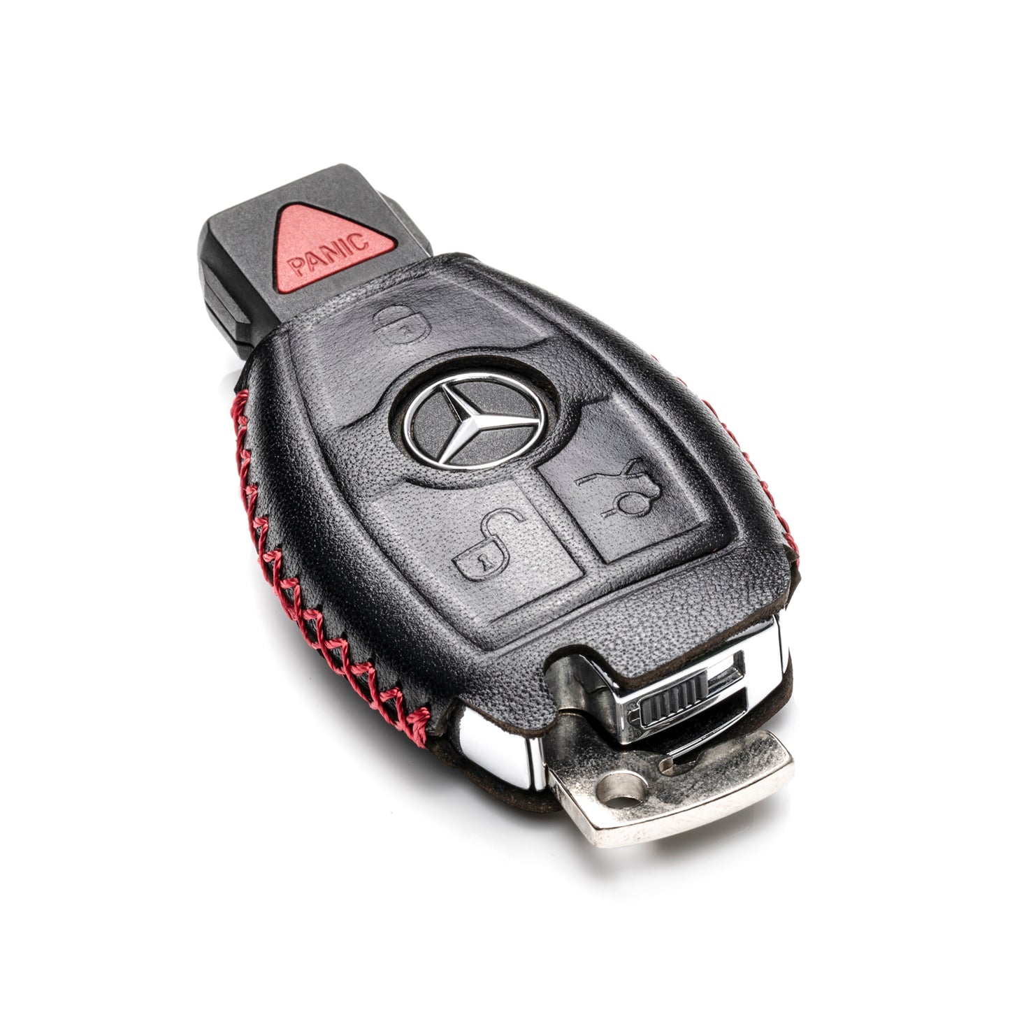 Vitodeco Leather Key Fob Case Compatible for Mercedes-Benz C E S M CLS CLK GLK GL Class, 4-Button