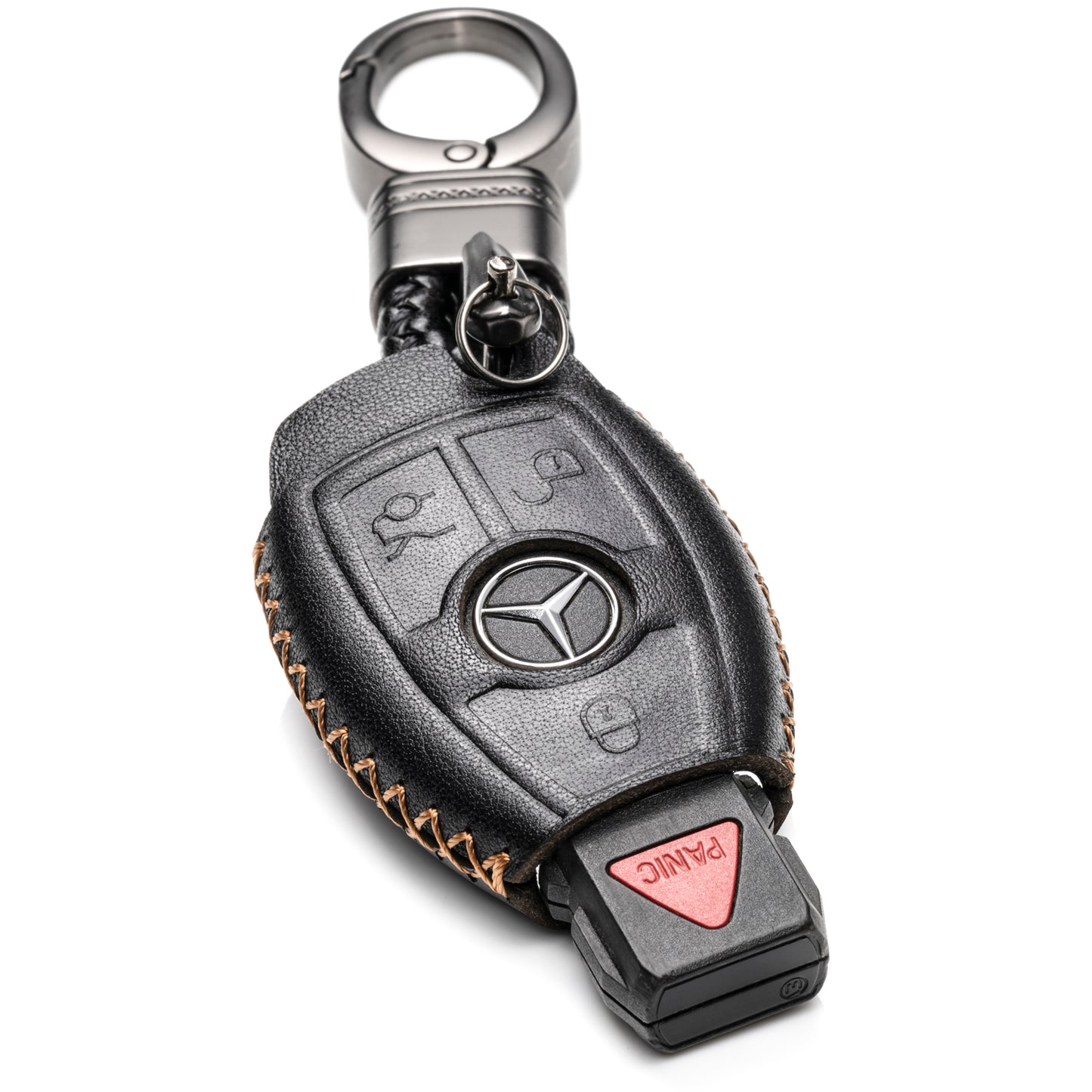 Vitodeco Leather Key Fob Case Compatible for Mercedes-Benz C E S M CLS CLK GLK GL Class, 4-Button