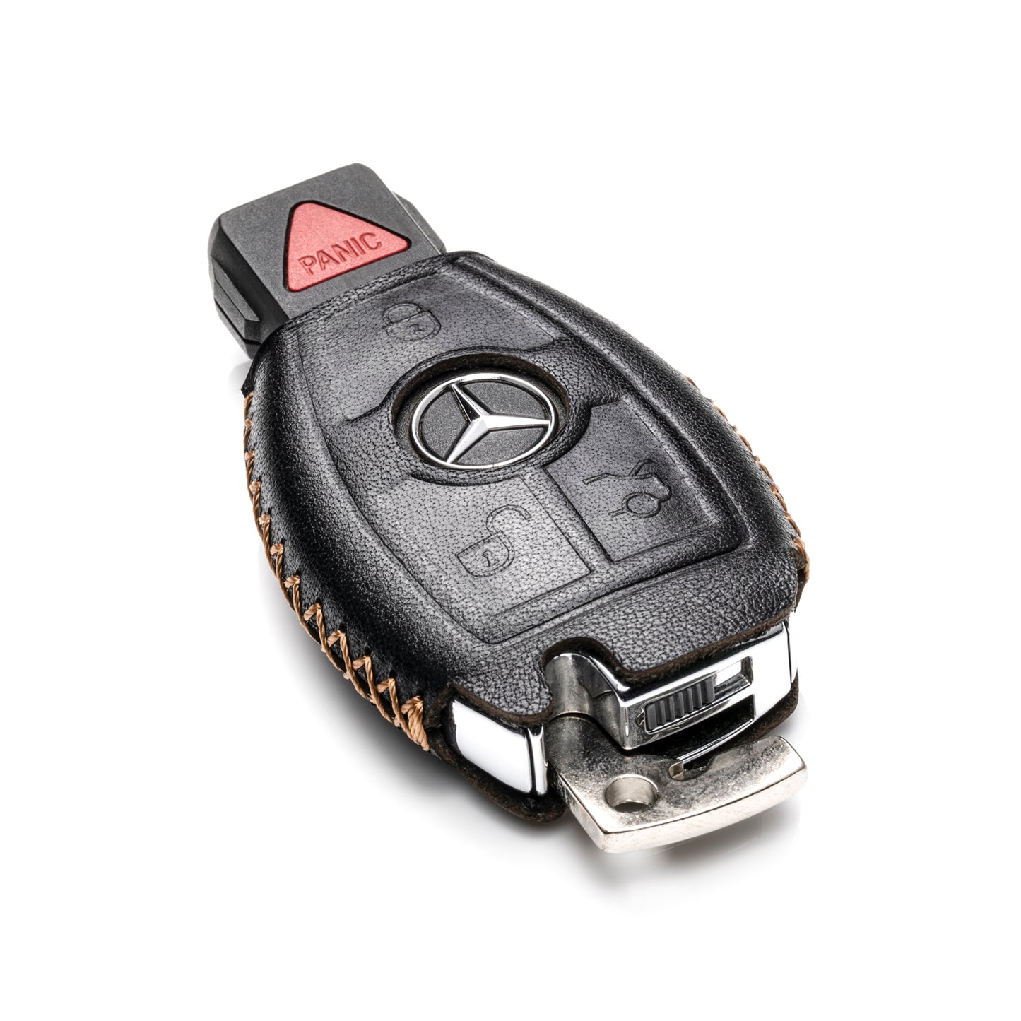 Vitodeco Leather Key Fob Case Compatible for Mercedes-Benz C E S M CLS CLK GLK GL Class, 4-Button