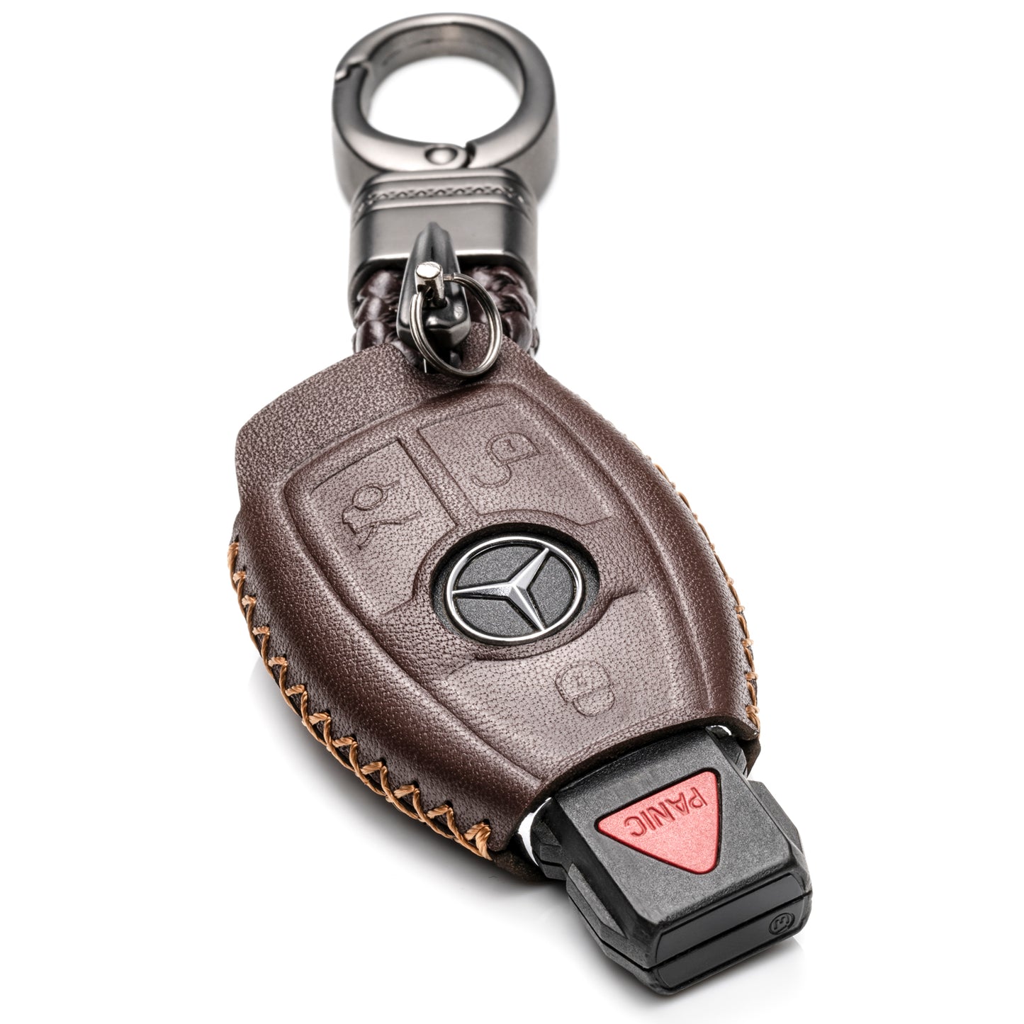 Vitodeco Leather Key Fob Case Compatible for Mercedes-Benz C E S M CLS CLK GLK GL Class, 4-Button