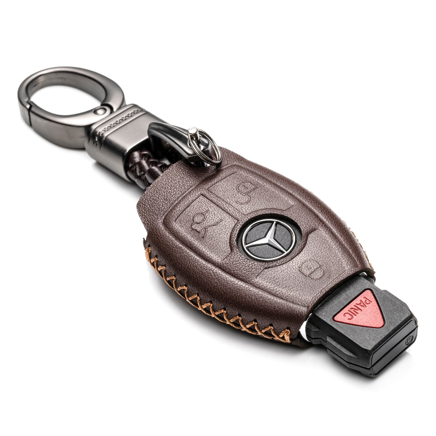 Vitodeco Leather Key Fob Case Compatible for Mercedes-Benz C E S M CLS CLK GLK GL Class, 4-Button