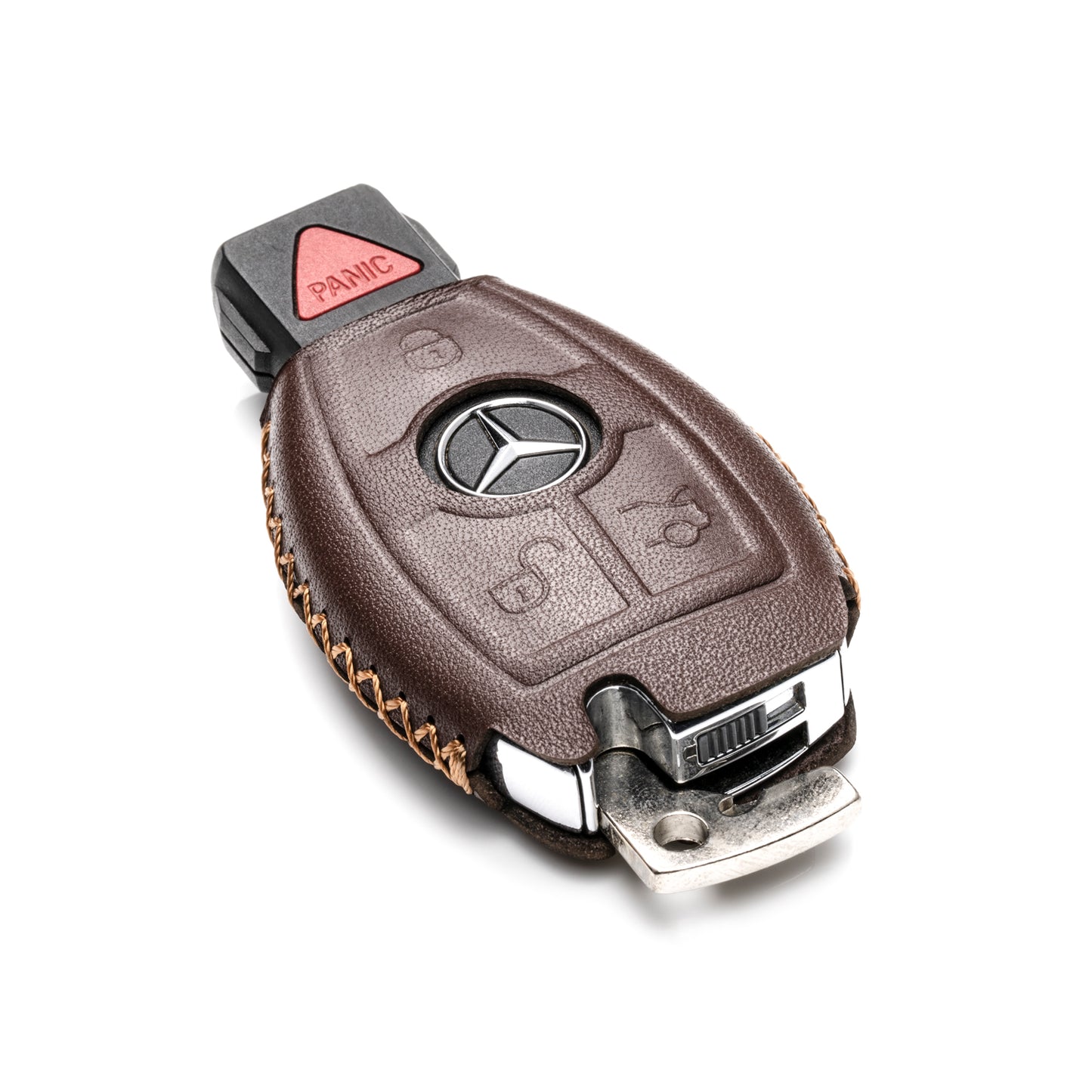 Vitodeco Leather Key Fob Case Compatible for Mercedes-Benz C E S M CLS CLK GLK GL Class, 4-Button