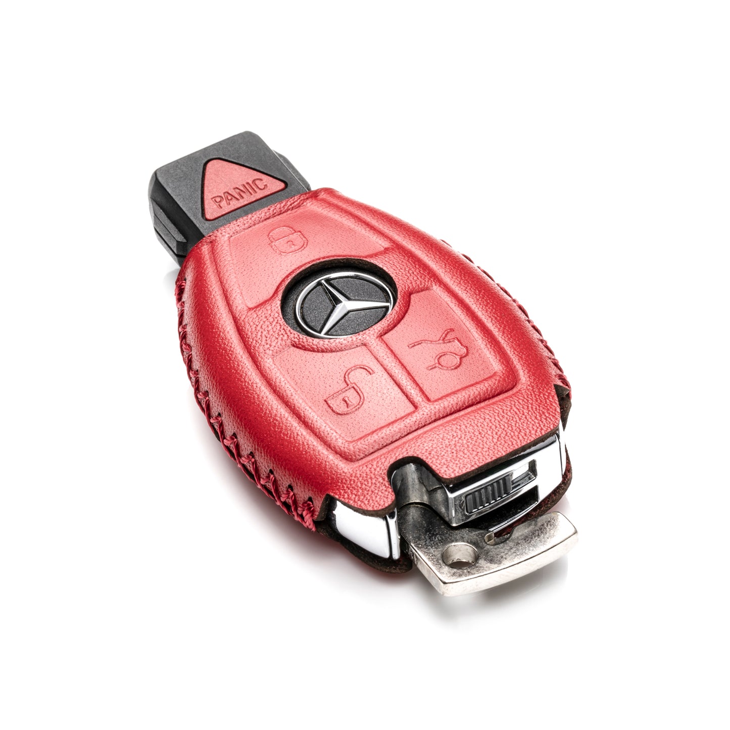 Vitodeco Leather Key Fob Case Compatible for Mercedes-Benz C E S M CLS CLK GLK GL Class, 4-Button