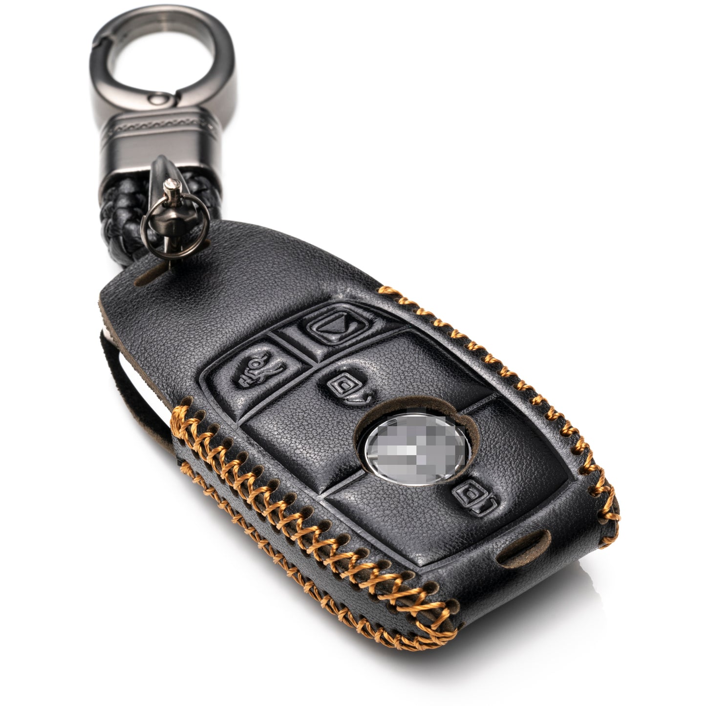 Vitodeco Leather Key Fob Case Compatible for Mercedes-Benz A, C, E, S, CLA, CLS, GLA, GLB, GLC, GLE, GLS, G Glass 2017-2024, 4-Button