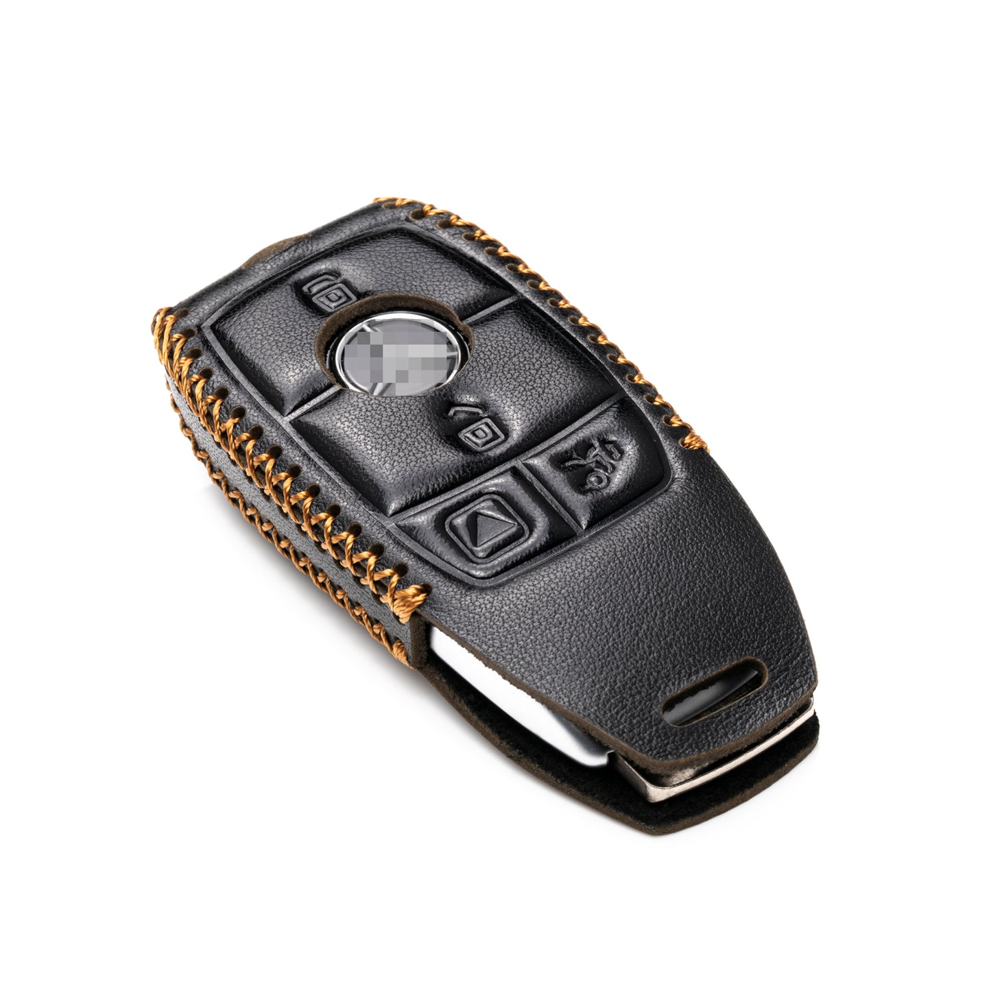 Vitodeco Leather Key Fob Case Compatible for Mercedes-Benz A, C, E, S, CLA, CLS, GLA, GLB, GLC, GLE, GLS, G Glass 2017-2024, 4-Button