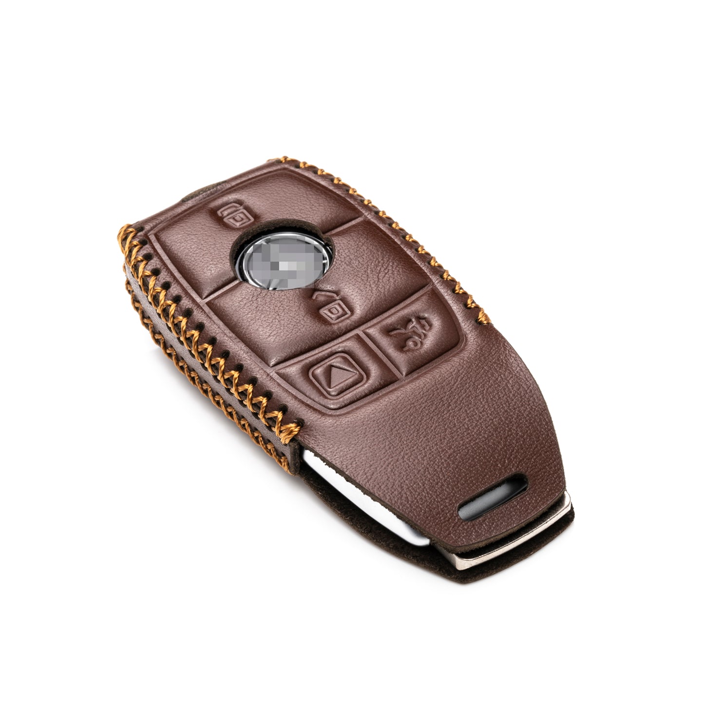 Vitodeco Leather Key Fob Case Compatible for Mercedes-Benz A, C, E, S, CLA, CLS, GLA, GLB, GLC, GLE, GLS, G Glass 2017-2024, 4-Button