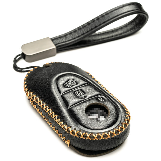 Vitodeco 3-Button Genuine Leather Smart Key Fob Case Compatible with Mercedes-Benz C-Class, S-Class, GLC, EQB SUV, EQS Sedan, EQS SUV, EQE Sedan, EQE SUV 2023-2024