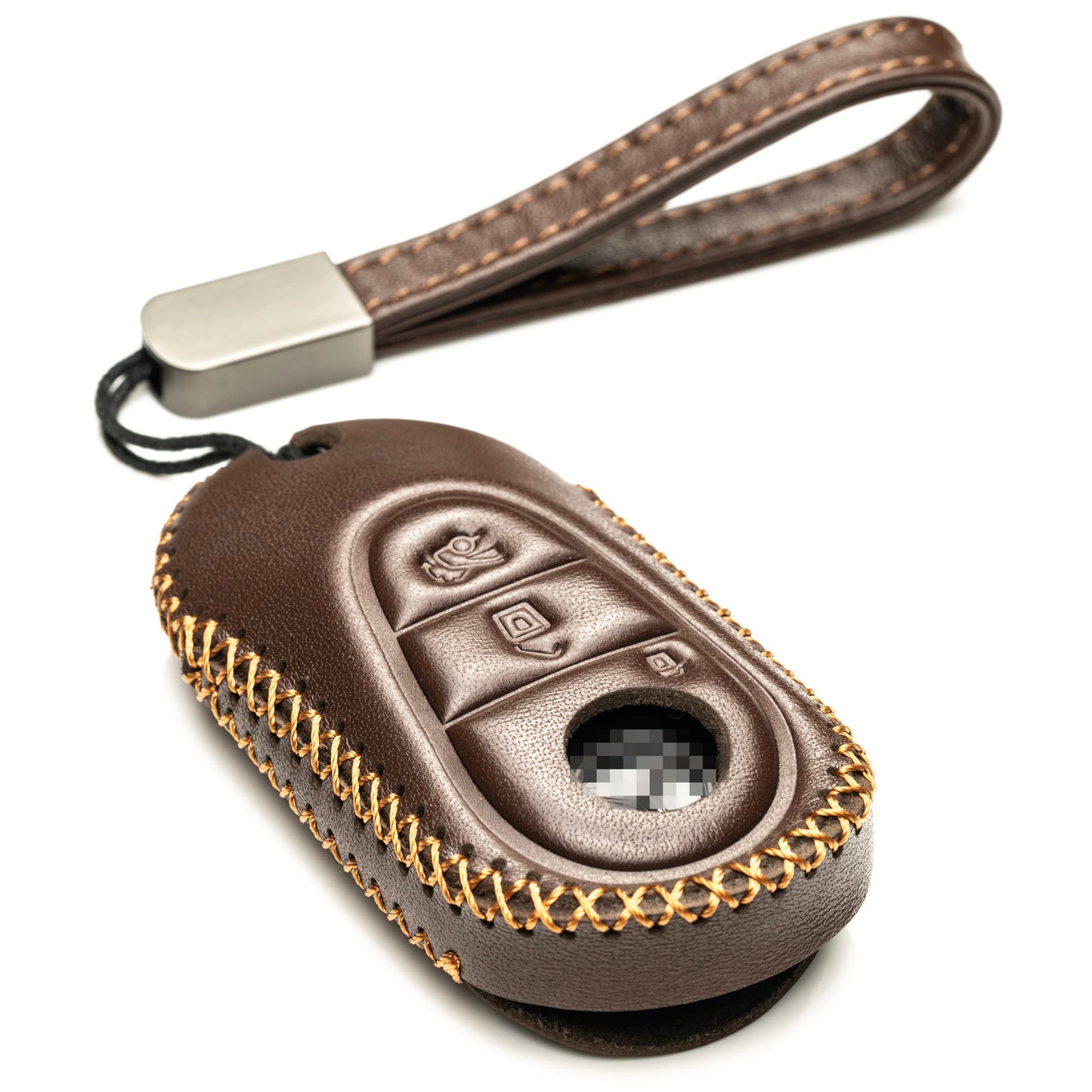 Vitodeco 3-Button Genuine Leather Smart Key Fob Case Compatible with Mercedes-Benz C-Class, S-Class, GLC, EQB SUV, EQS Sedan, EQS SUV, EQE Sedan, EQE SUV 2023-2024