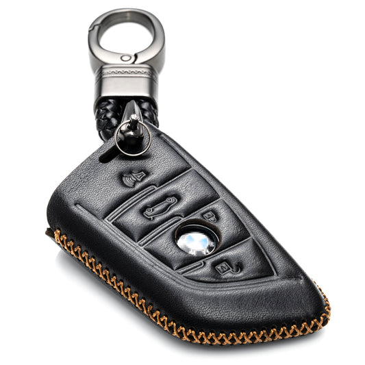 Vitodeco Leather Key Fob Case Compatible for BMW 2, 3, 5, 6, 7, M Series, X1, X3, X4, X5, X6, X7 2014-2022, 4-Button