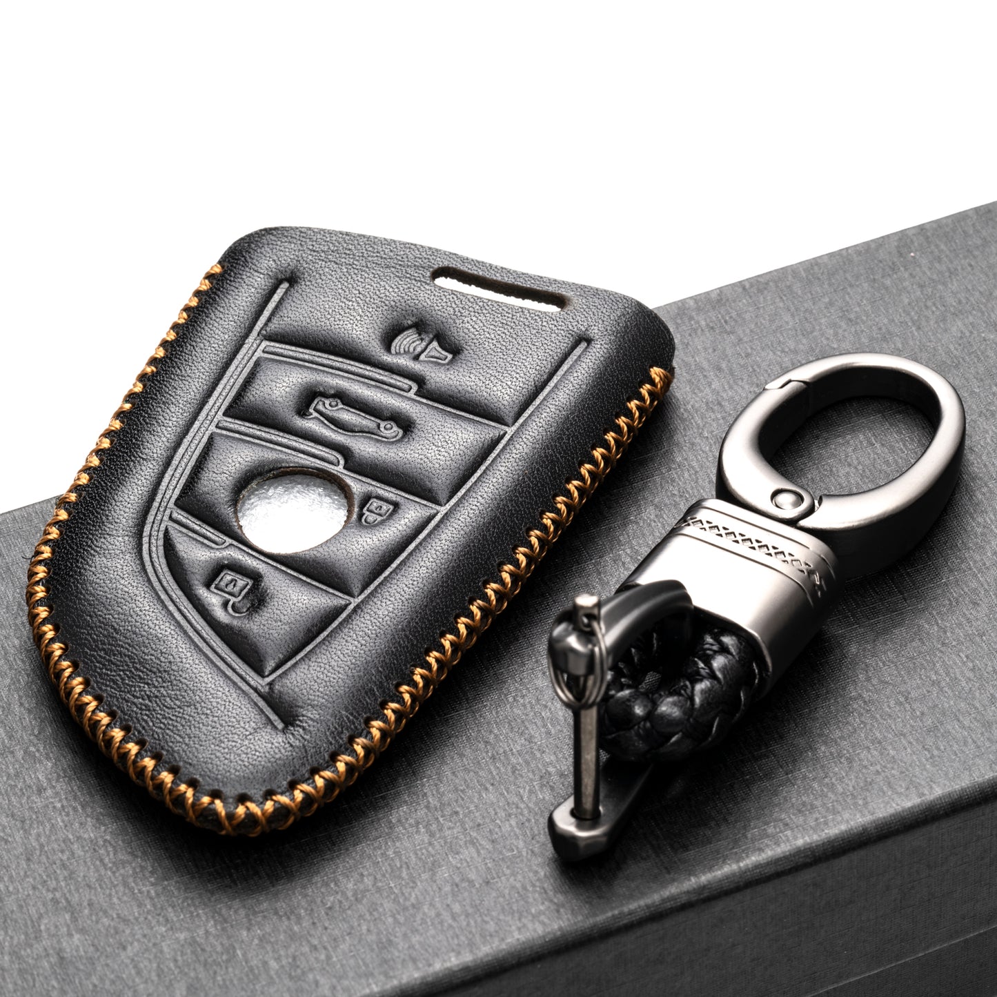 Vitodeco Leather Smar Key Fob Case Compatible with BMW 2, 3, 5, 6, 7 M Series, X1, X3, X4, X5, X6, X7 2014-2022