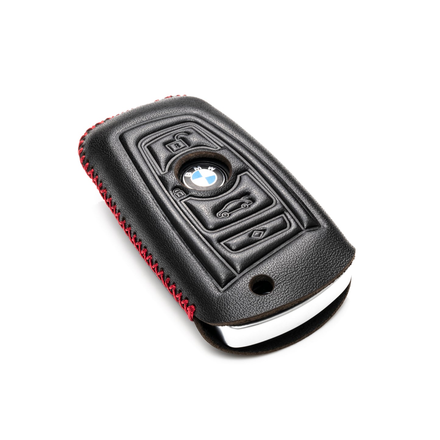 Vitodeco Leather Key Fob Case Compatible for BMW 1, 3, 4, 5, 6, 7 Series, X1, X3, X4, 4-Button