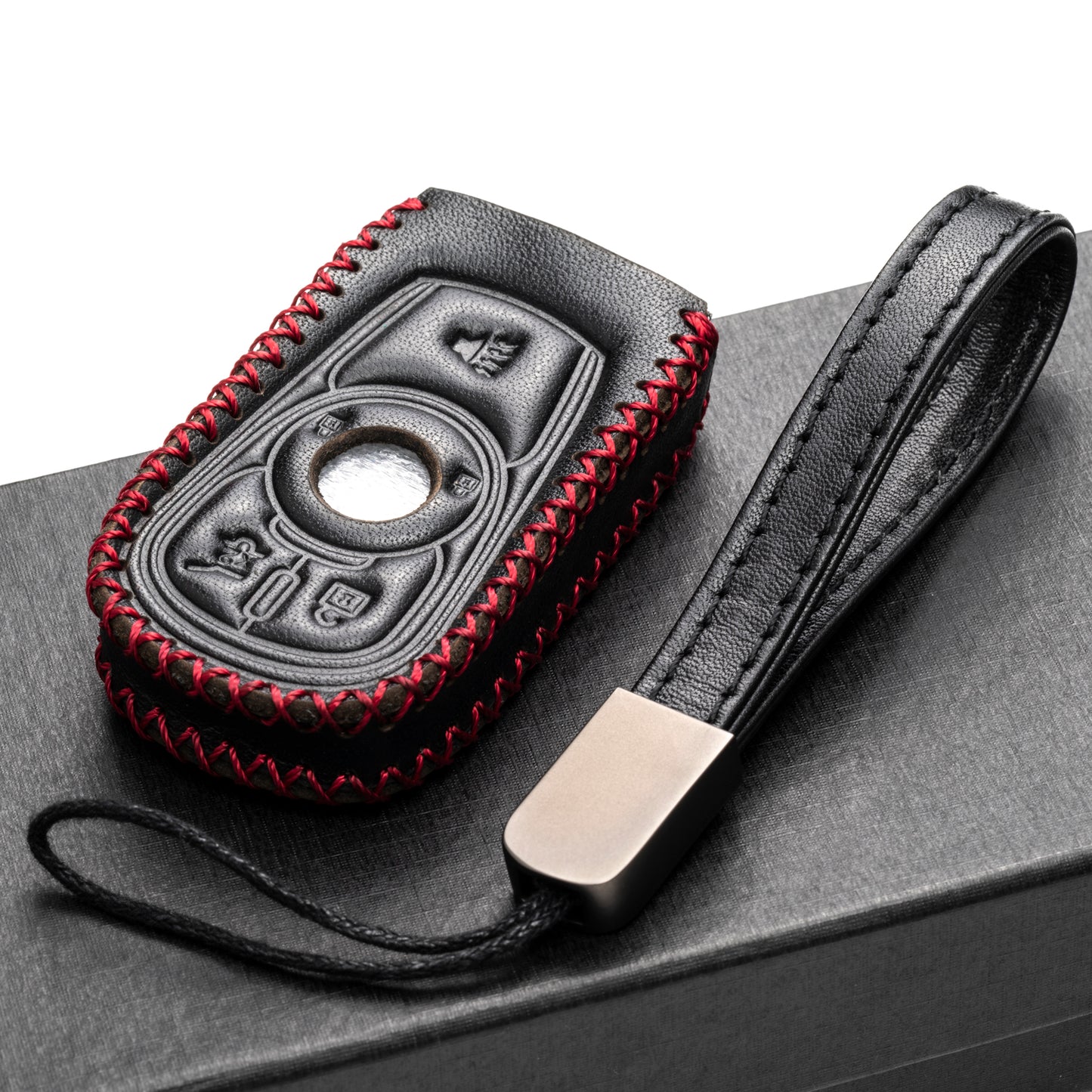 Vitodeco Leather Key Fob Case Compatible for 2017-2023 Buick Lacrosse, 4-Button