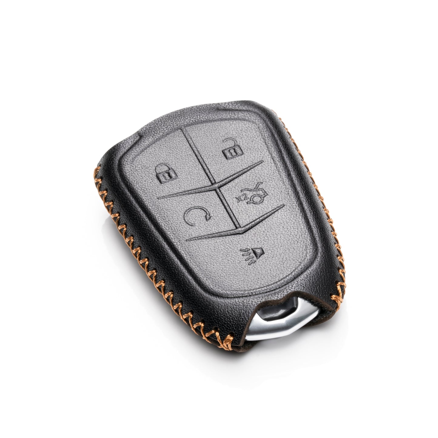 Vitodeco 5-Button Genuine Leather Smart Key Fob Case Cover Compatible for Cadillac ATS, CT6, CTS, SRX, XT5, XTS