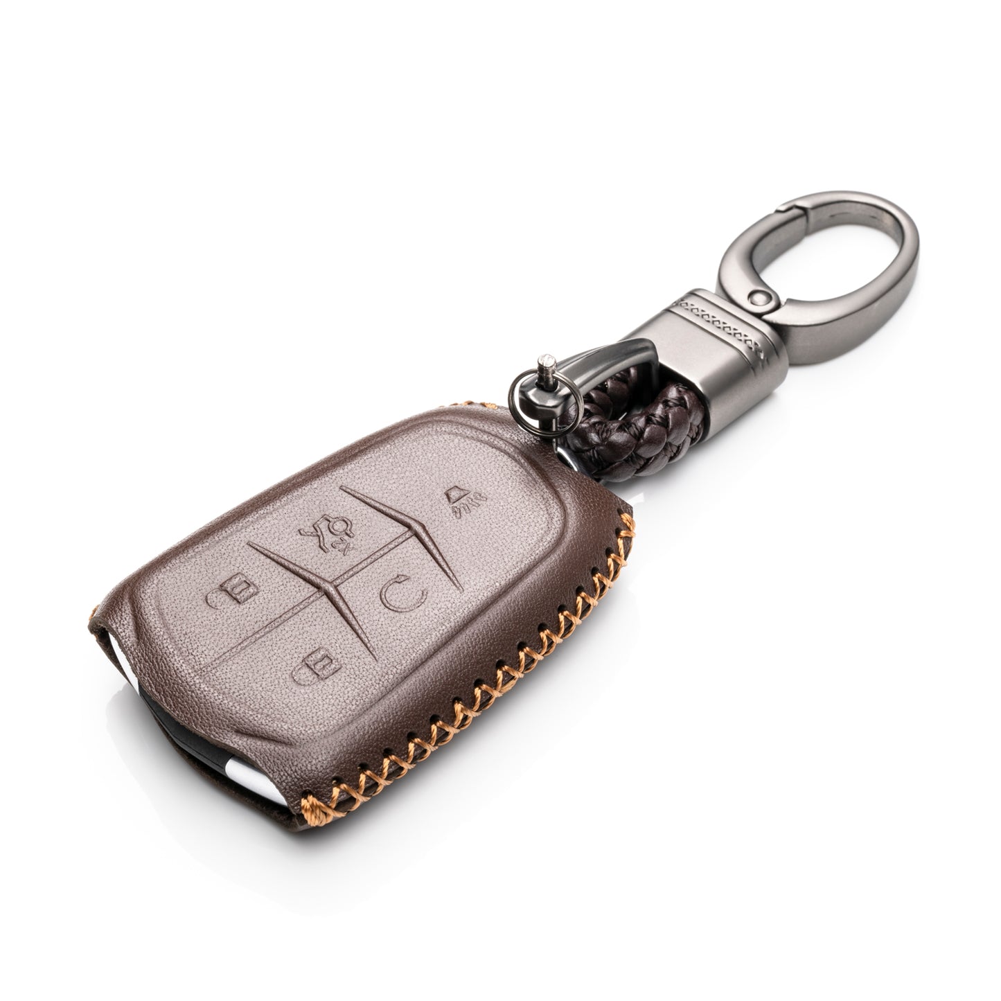 Vitodeco 5-Button Genuine Leather Smart Key Fob Case Cover Compatible for Cadillac ATS, CT6, CTS, SRX, XT5, XTS