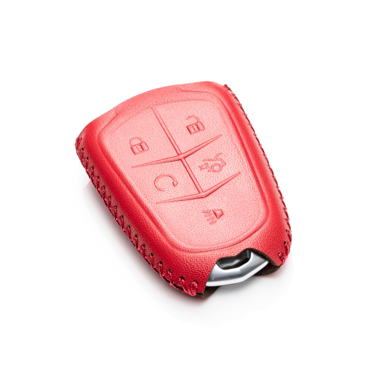 Vitodeco 5-Button Genuine Leather Smart Key Fob Case Cover Compatible for Cadillac ATS, CT6, CTS, SRX, XT5, XTS