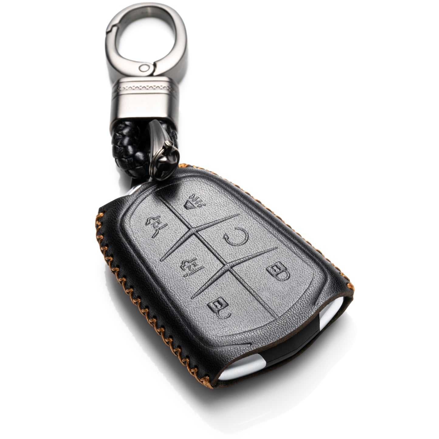 Vitodeco 6-Button Genuine Leather Smart Key Fob Case Cover Compatible for Cadillac ATS, CT6, CTS, SRX, XT5, XTS