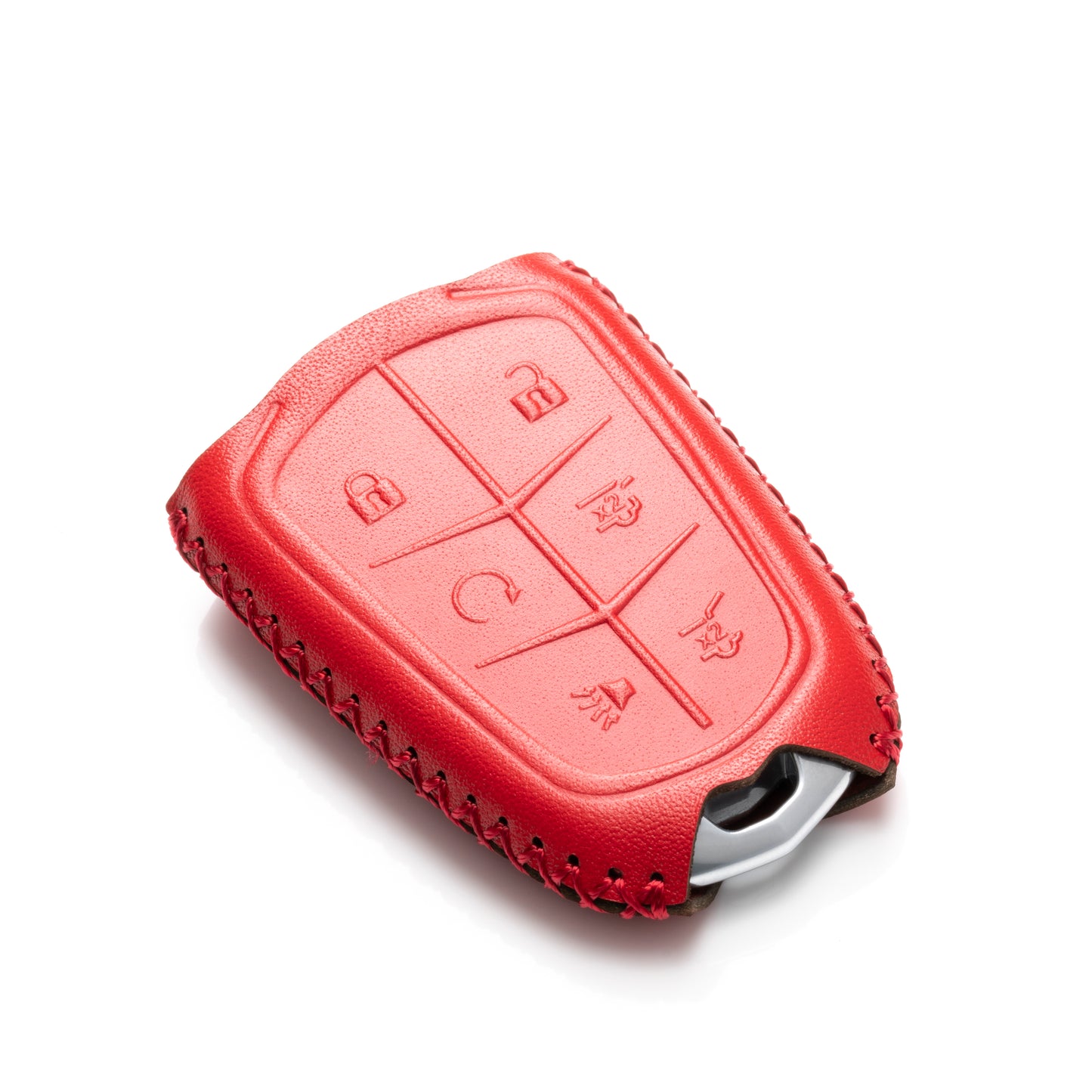 Vitodeco 6-Button Genuine Leather Smart Key Fob Case Cover Compatible for Cadillac ATS, CT6, CTS, SRX, XT5, XTS