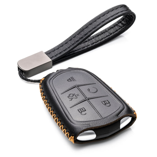 Vitodeco 5-Button Genuine Leather Smart Key Fob Case Compatible for Cadillac XT4, Cadillac XT5, Cadillac XT6 2019 - 2024