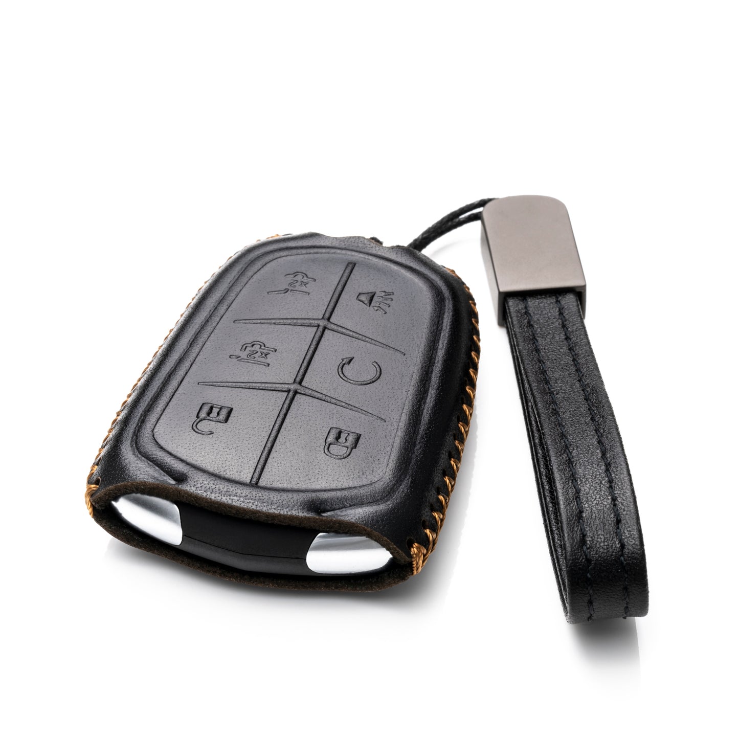 Vitodeco 6-Button Genuine Leather Smart Key Fob Case Compatible for Cadillac XT4, Cadillac XT5, Cadillac XT6 2019 - 2024