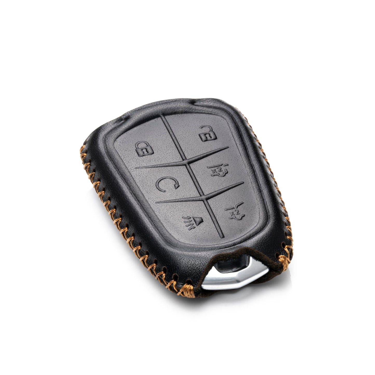 Vitodeco 6-Button Genuine Leather Smart Key Fob Case Compatible for Cadillac XT4, Cadillac XT5, Cadillac XT6 2019 - 2024