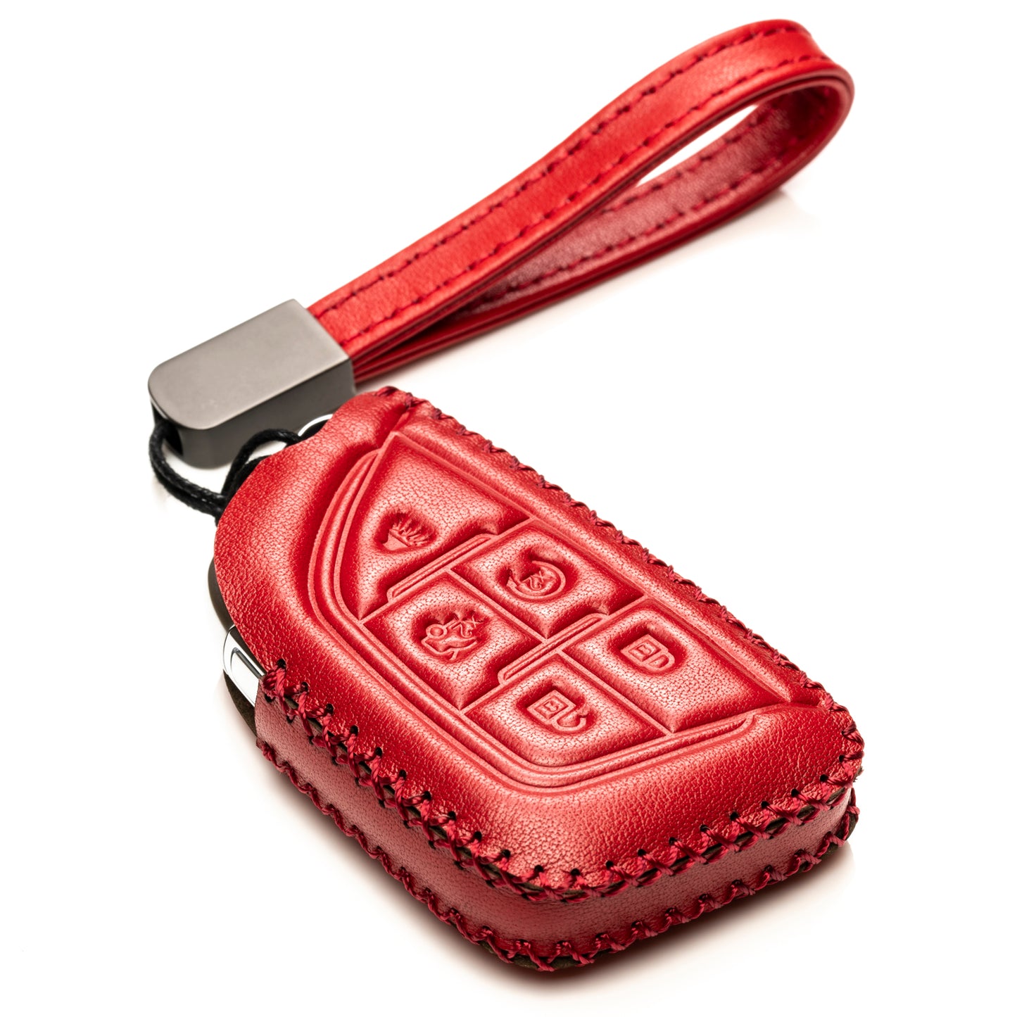 Vitodeco 5-Button Genuine Leather Smart Key Fob Case Compatible for Cadillac CT4 2020 - 2024, Cadillac CT5 2020 - 2024, Cadillac Lyriq 2023 - 2024