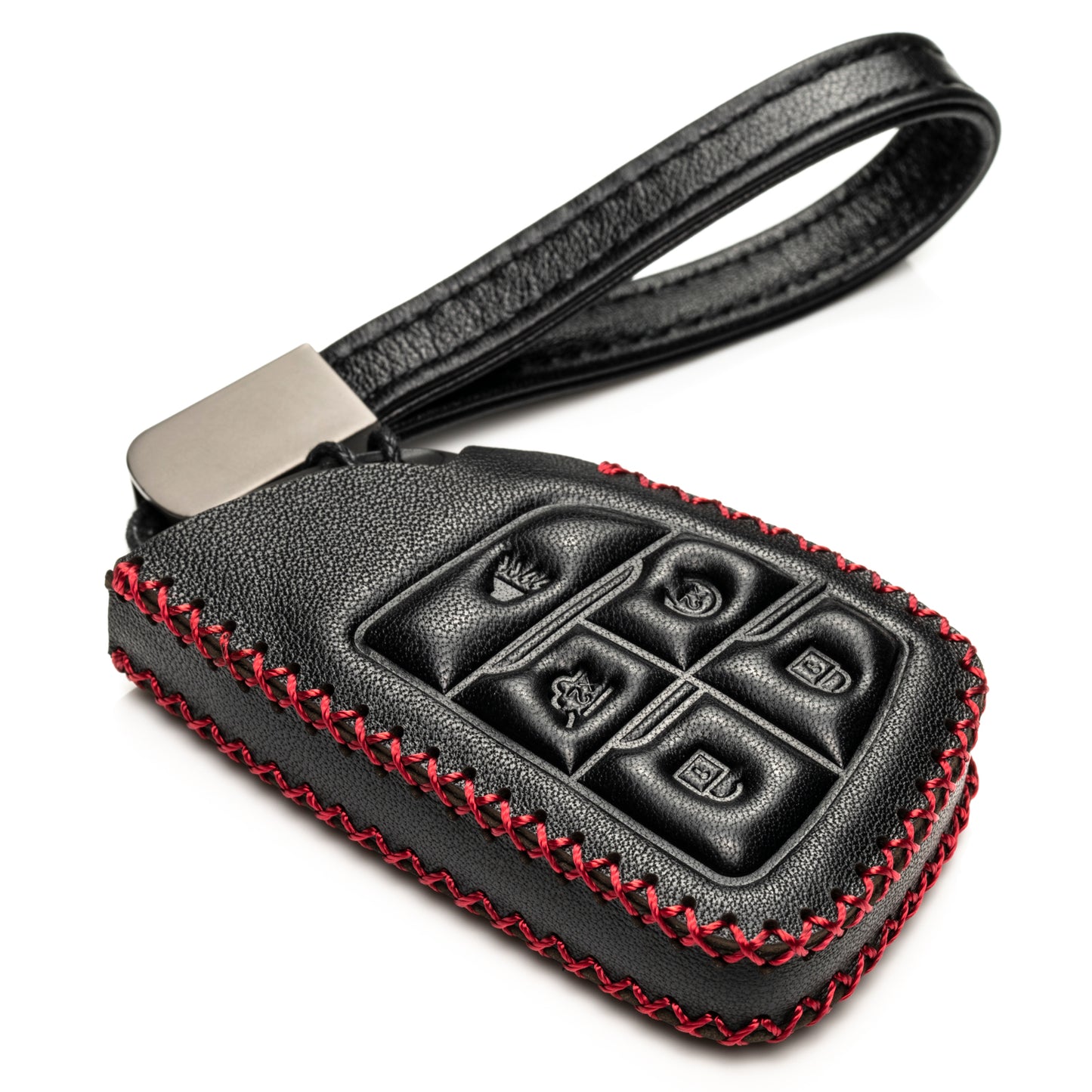 Vitodeco Leather Key Fob Case Compatible for GMC Yukon,Denali, Chevrolet Suburban, Tahoe 2021-2024, 5-Button