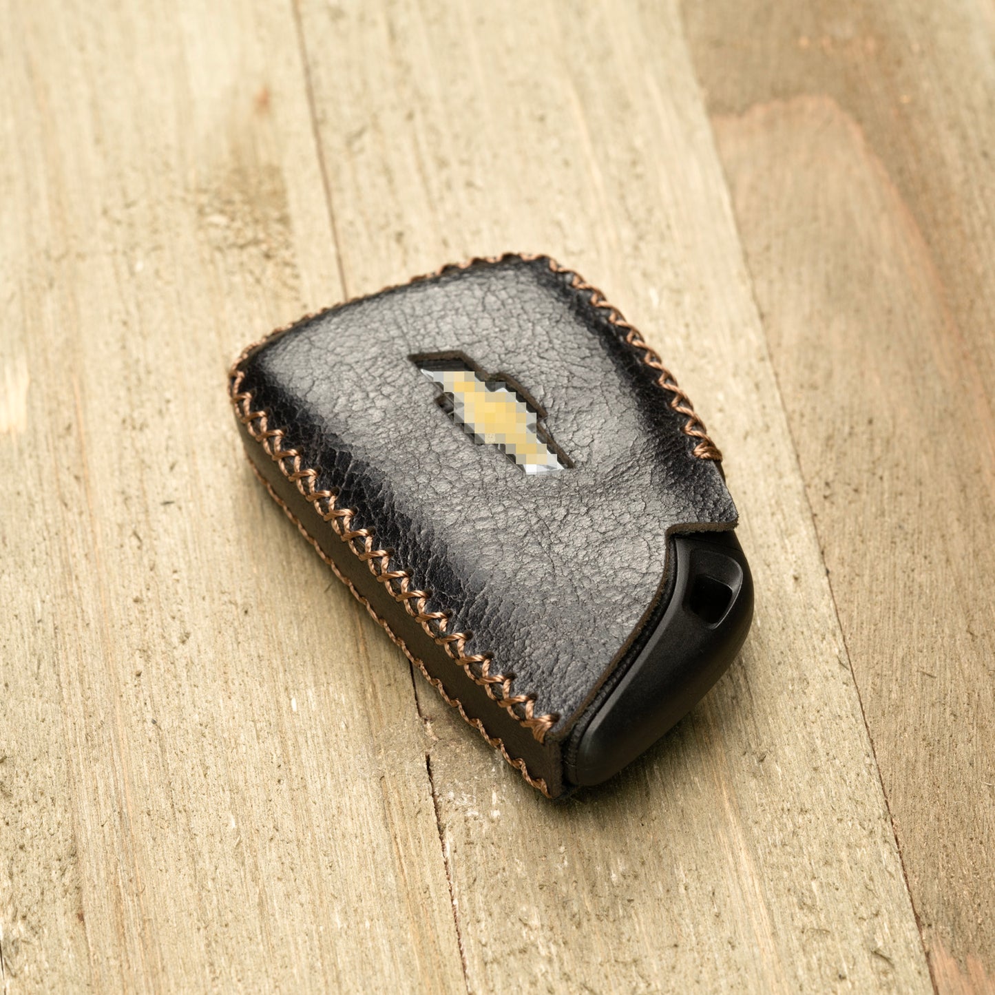 Vitodeco Genuine Leather Smart Key Fob Case Compatible with Chevrolet Silverado, Colorado, Suburban, Tahoe, Blazer, Equinox, Traverse - 5-Button