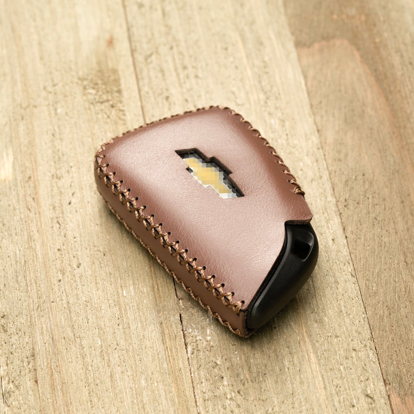 Vitodeco Genuine Leather Smart Key Fob Case Compatible with Chevrolet Silverado, Colorado, Suburban, Tahoe, Blazer, Equinox, Traverse - 5-Button